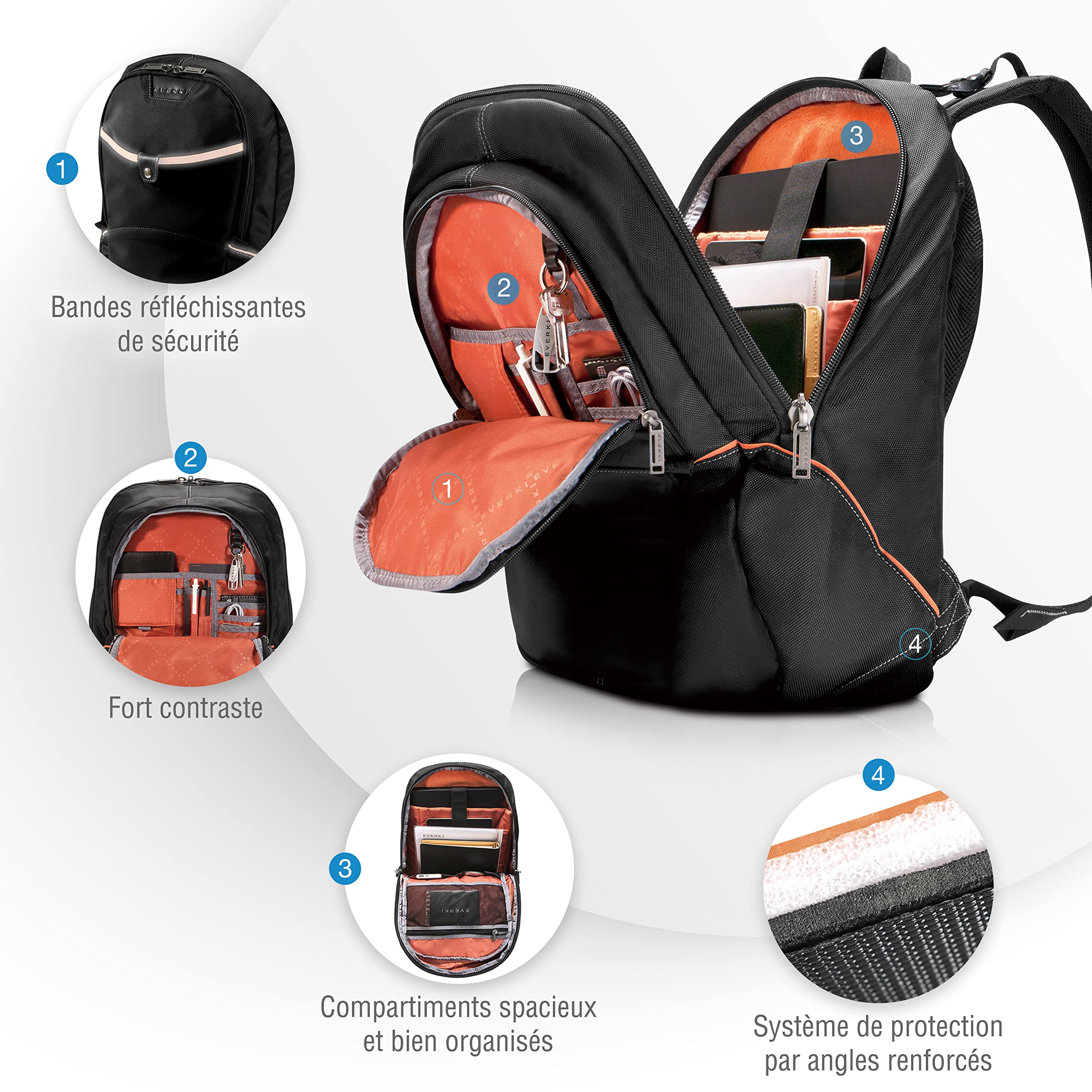 Everki Glide EKP129 sac à dos 17,3" noir déperlant