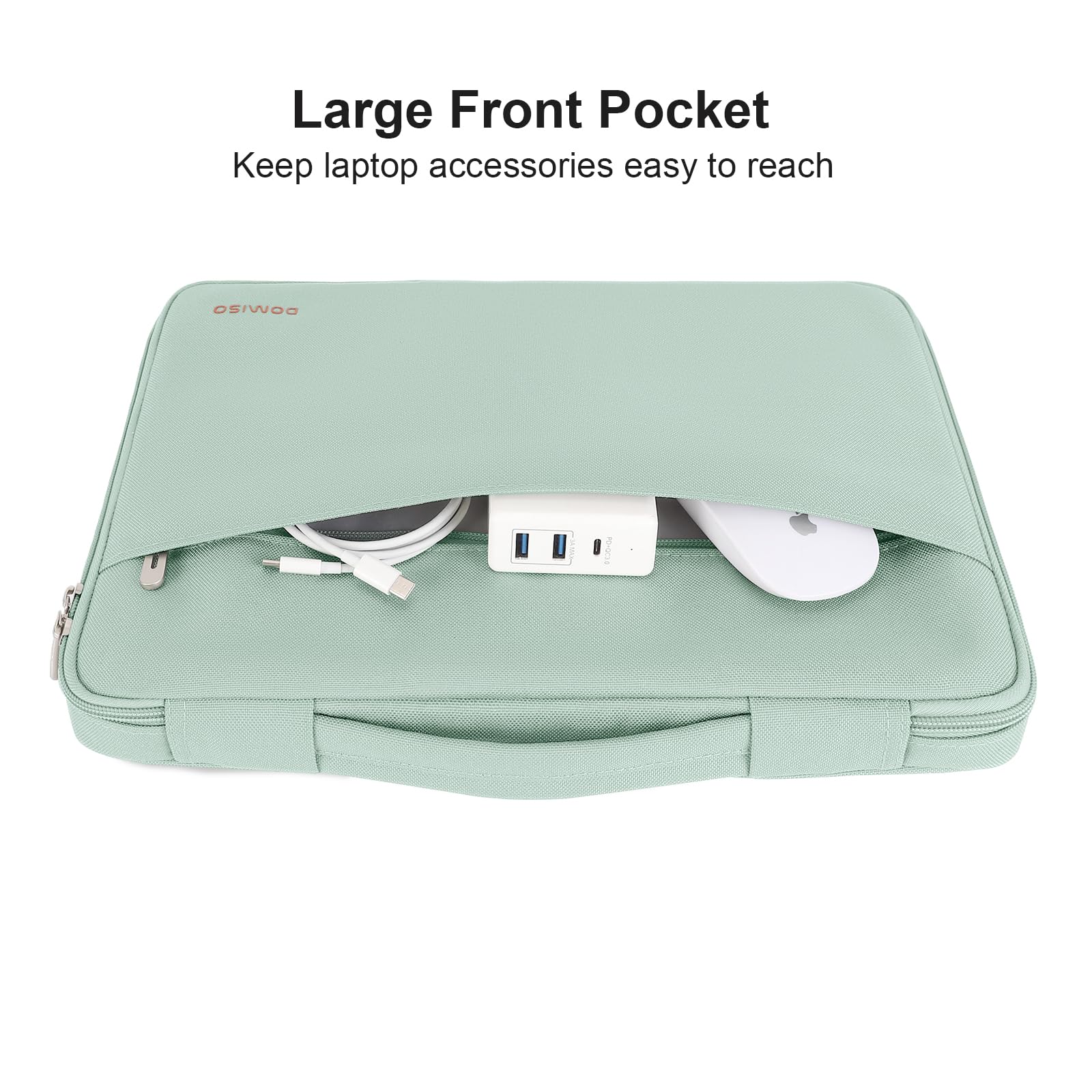 DOMISO 17 Pouces Housse Ordinateur Portable 17,3" Verte Imperméable