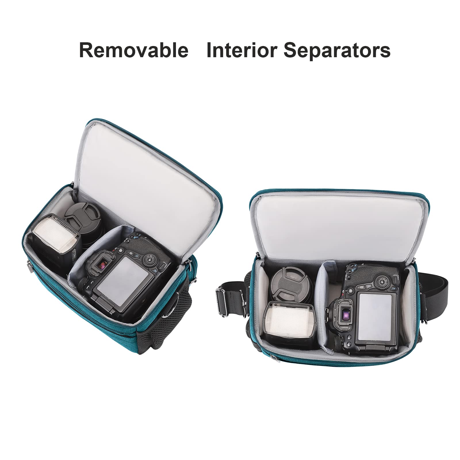 Domiso sac appareil photo reflex turquoise compact