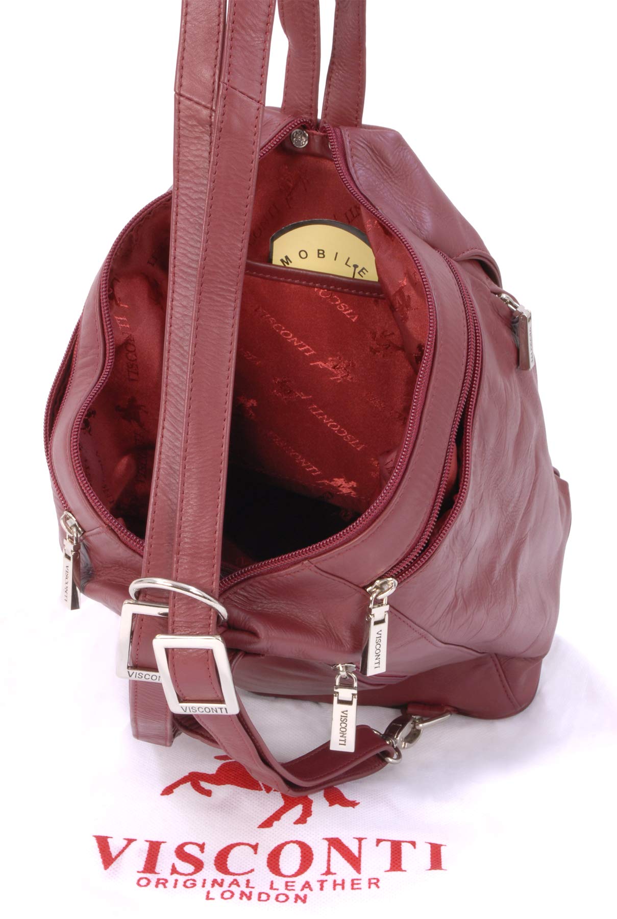 Visconti 18357 Danii sac à dos cuir rouge multipoches