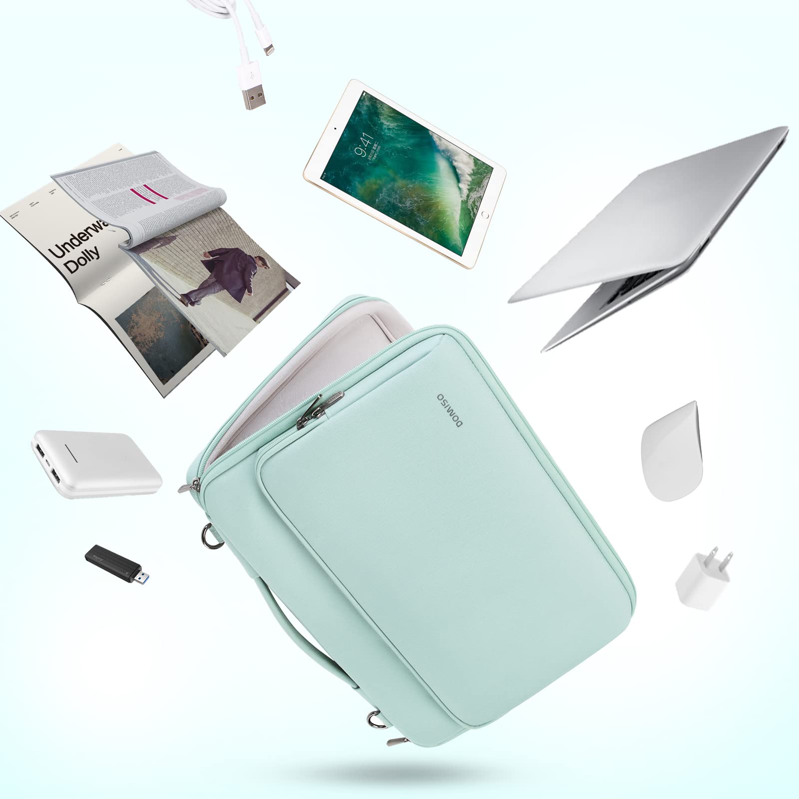 Domiso 15,6" housse PC menthe verte imperméable
