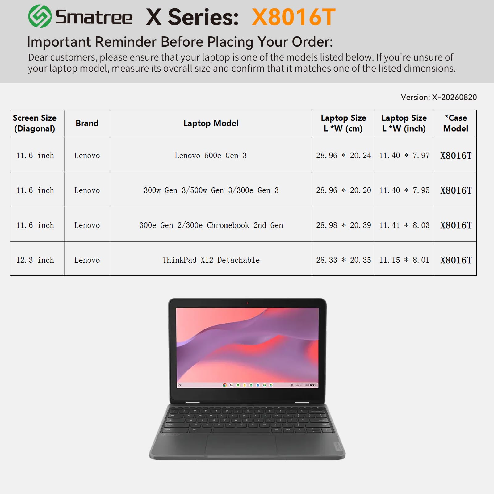 Smatree X Series X8016 housse 12,3" noire ThinkPad X12