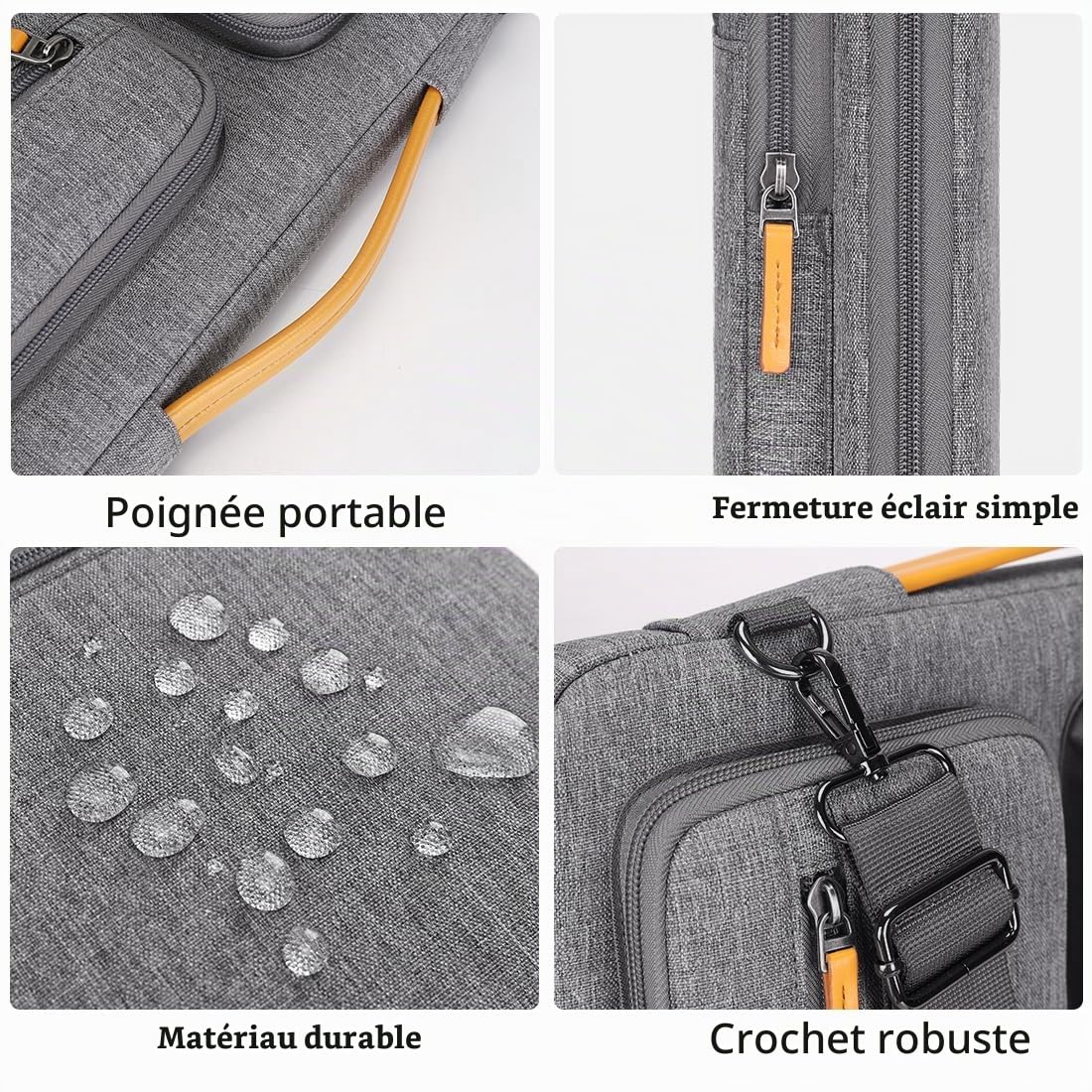 Domiso 17,3" sacoche ordinateur portable grise imperméable