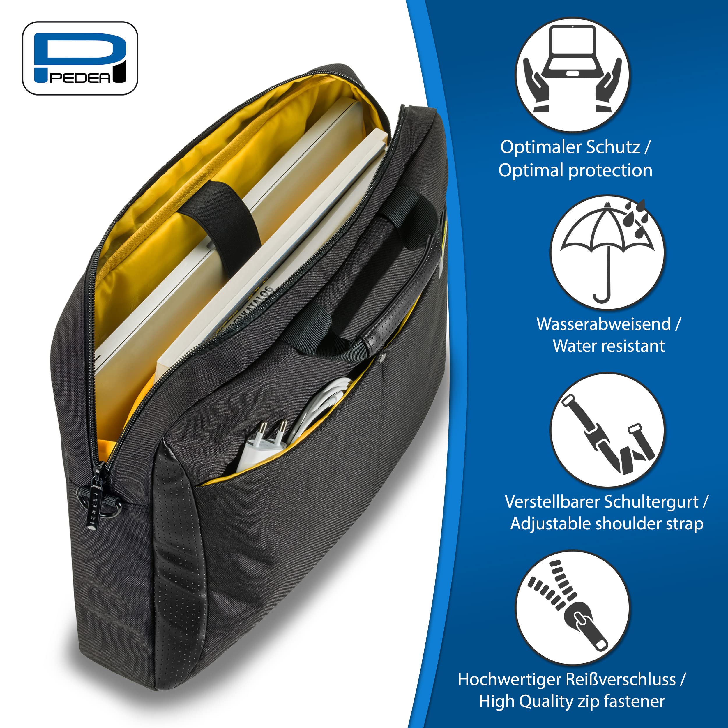 Pedea Lifestyle 15,6" housse ordinateur jaune bandoulière