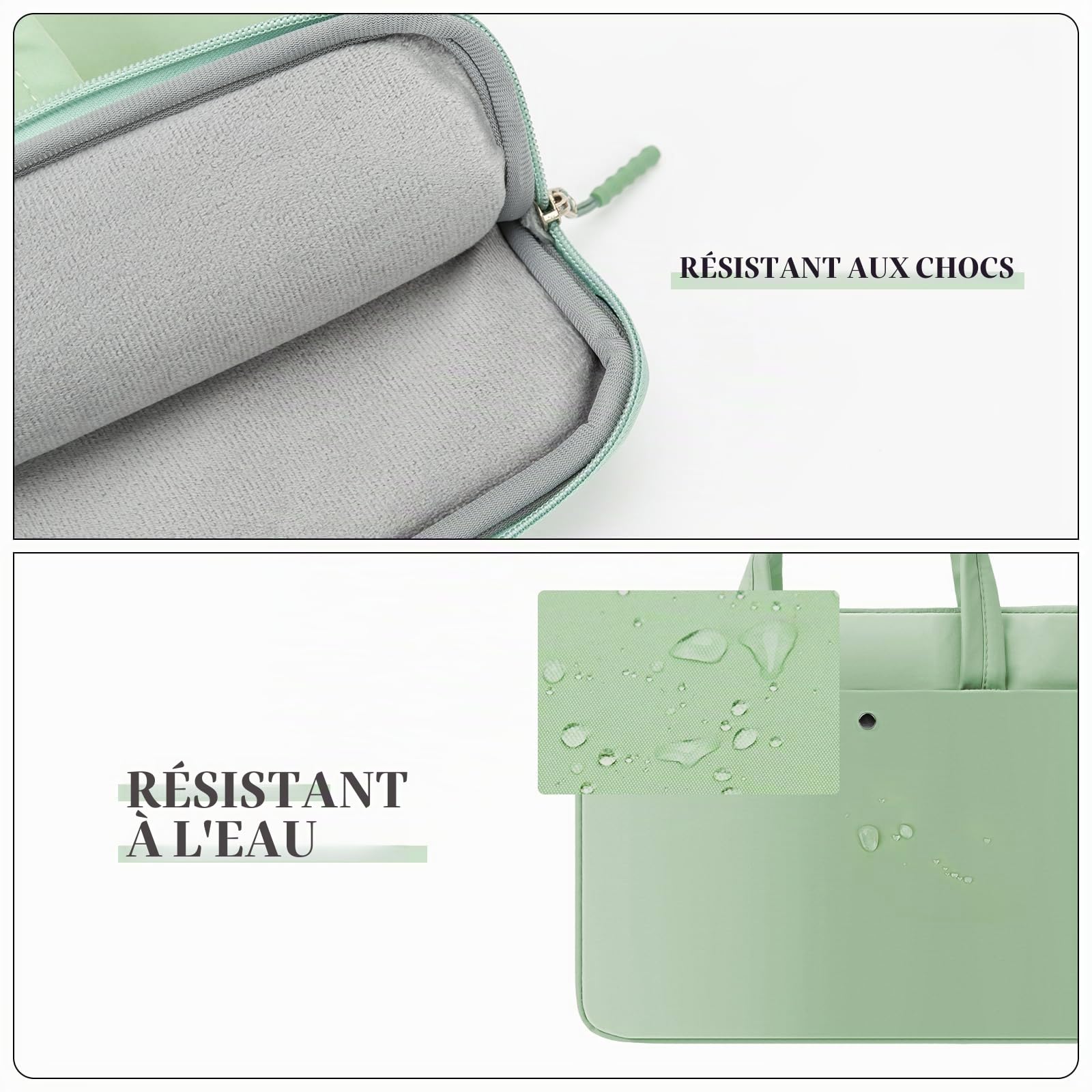 Jooeer housse 13" MacBook pochette verte à poignée
