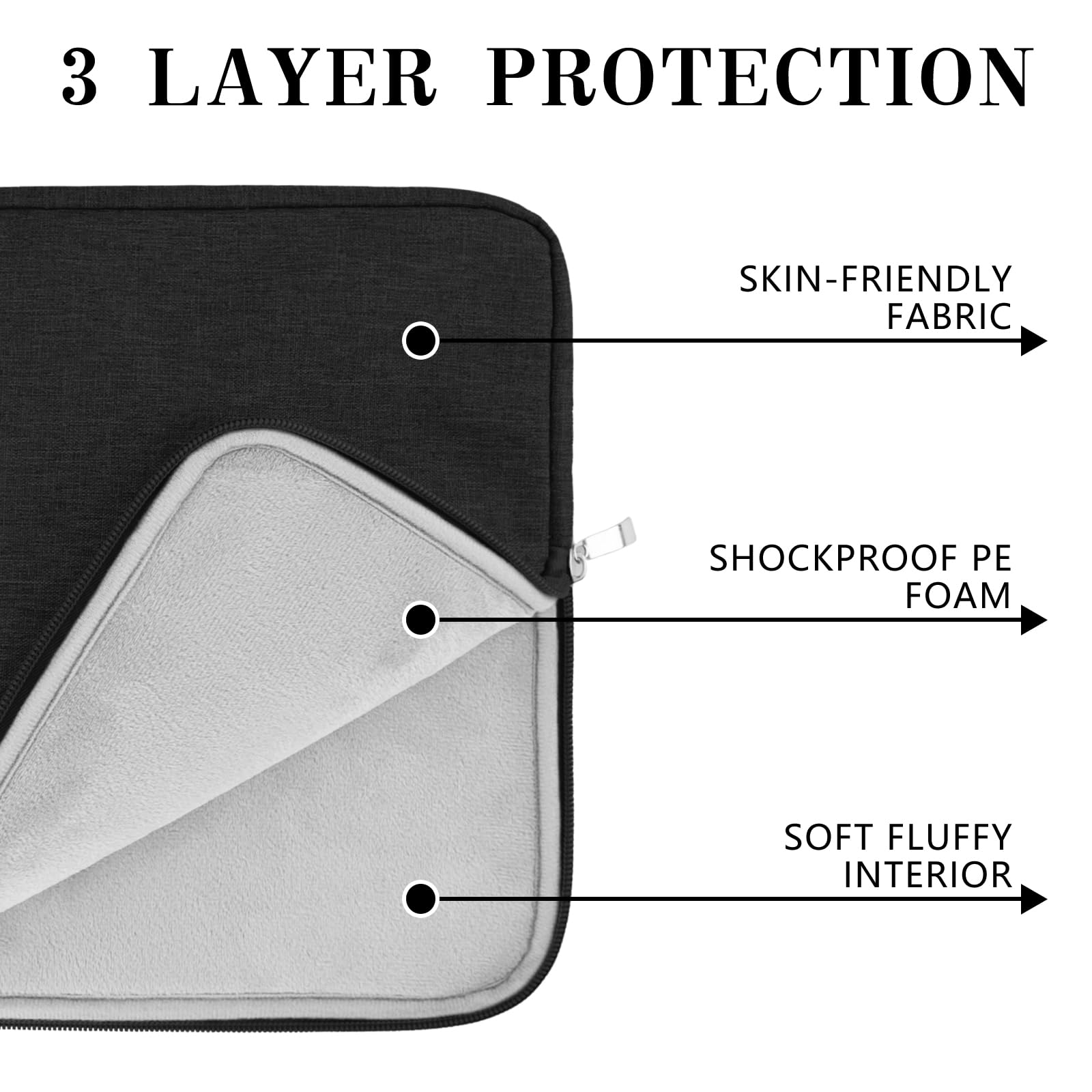 jooeer housse ordinateur 14 pouces noire imperméable poignée