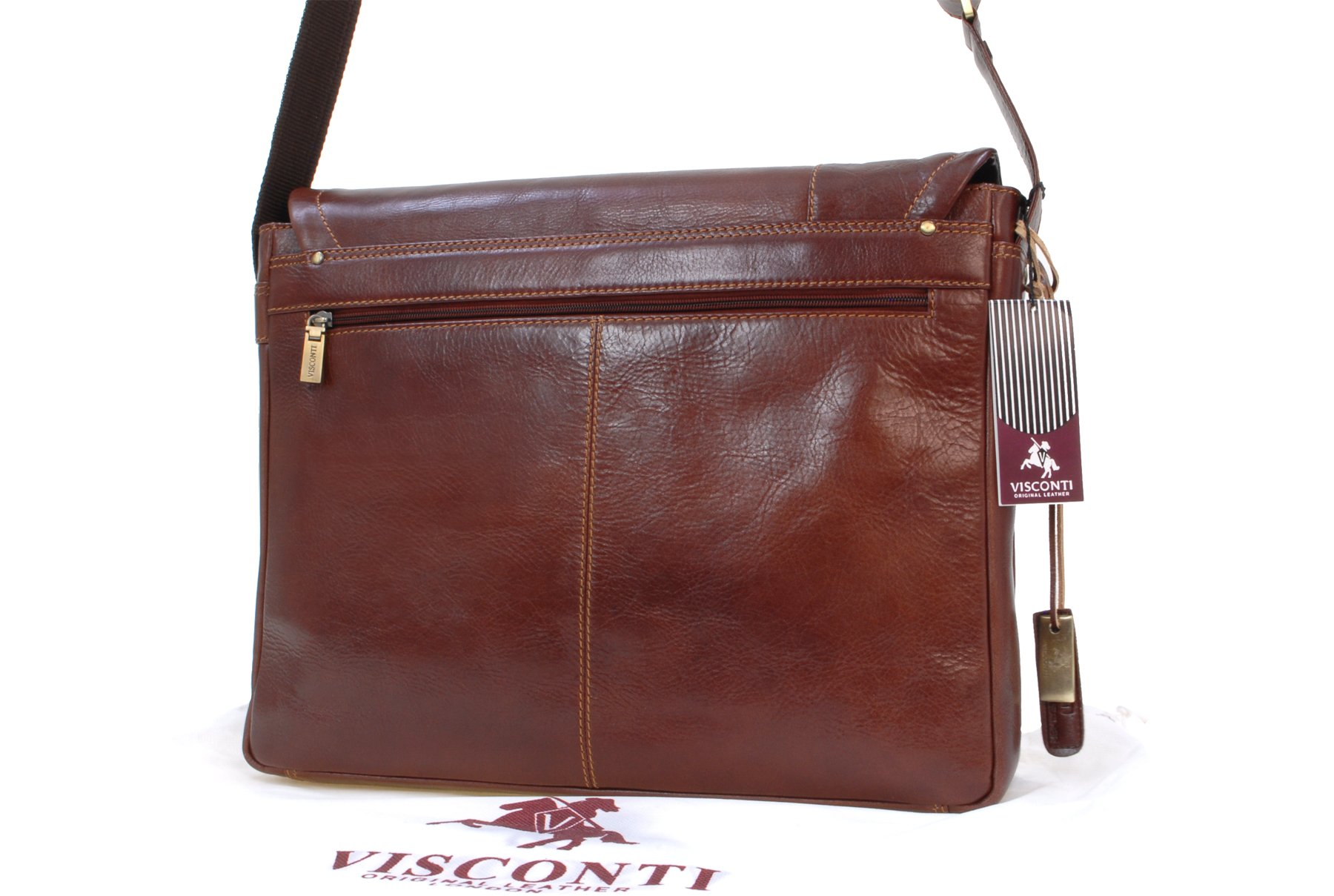 Visconti VT5 Enzo besace cuir marron tannage végétal portable