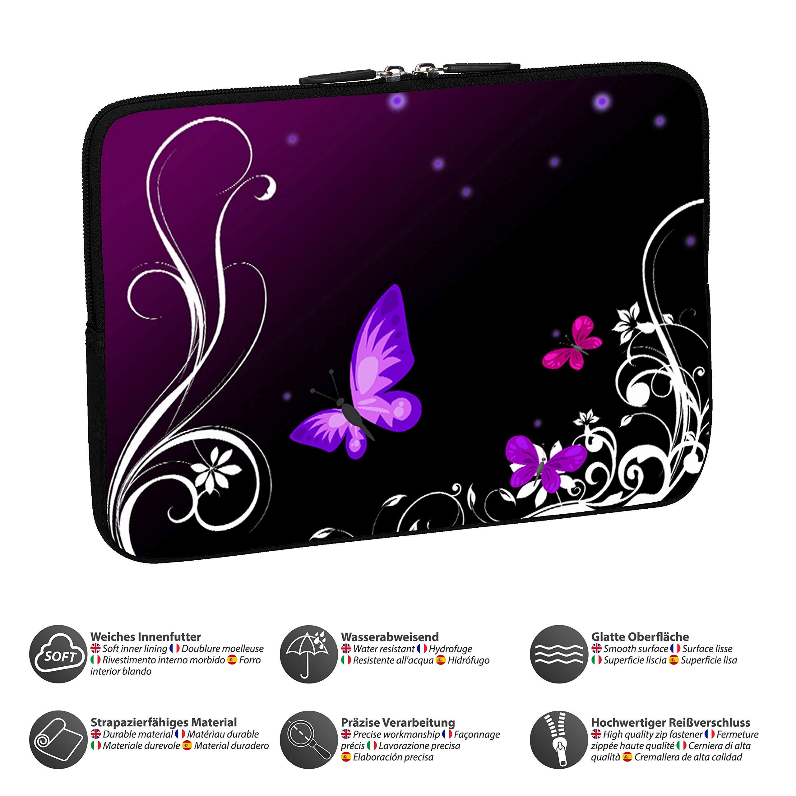 Pedea housse 17,3" Purple Butterfly néoprène