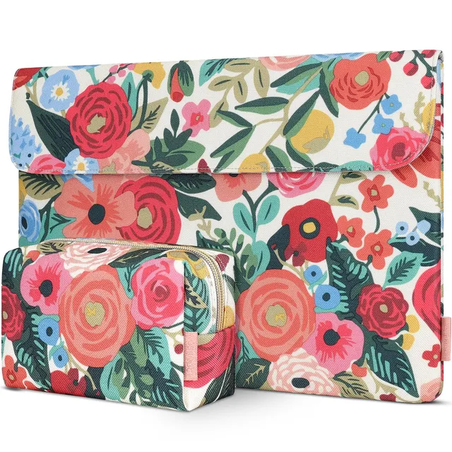 DOMISO 14 Pouces Housse PC Portable Fleurs Fine Étanche