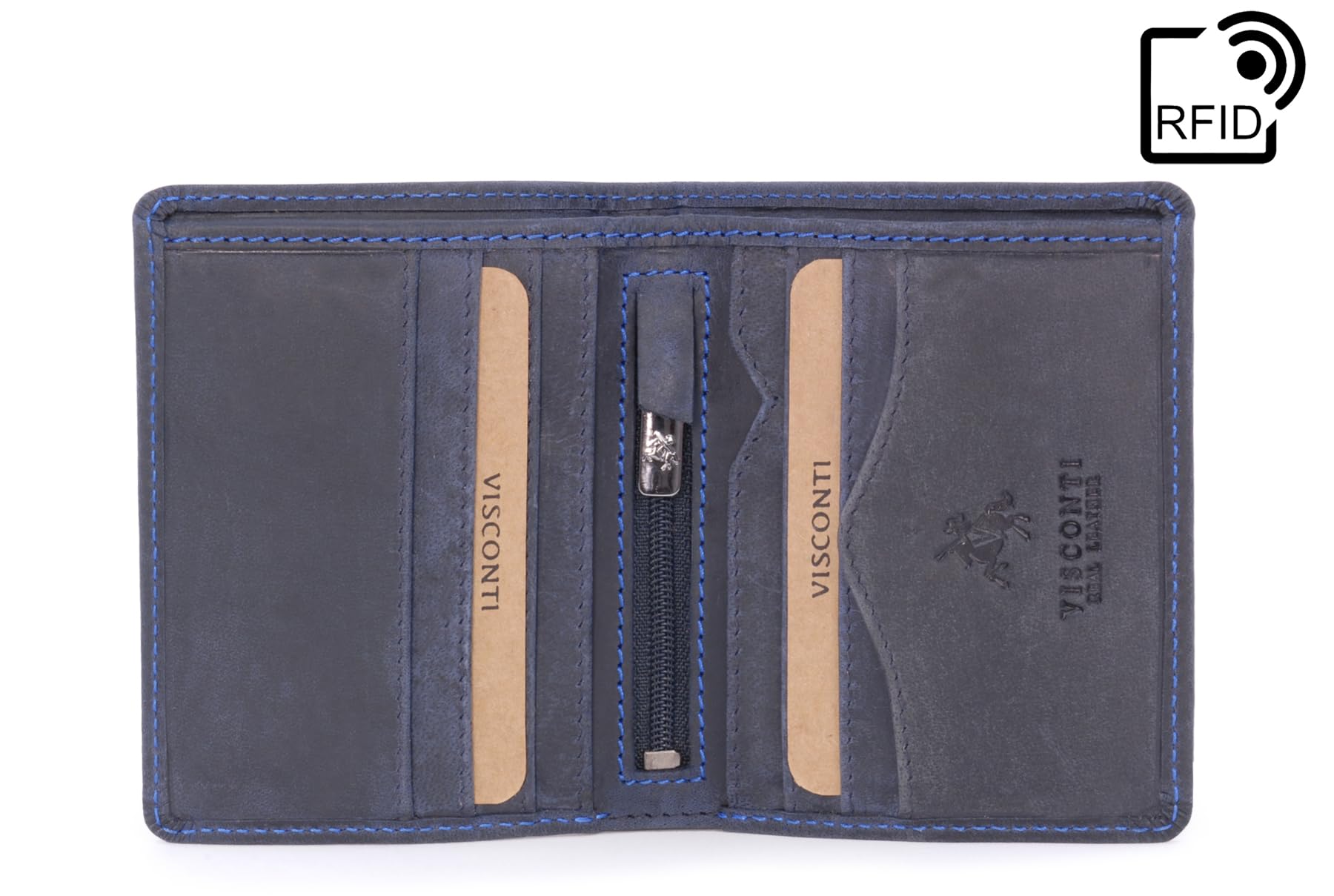 Visconti 705 Arrow portefeuille homme cuir Bleu RFID 6 cartes