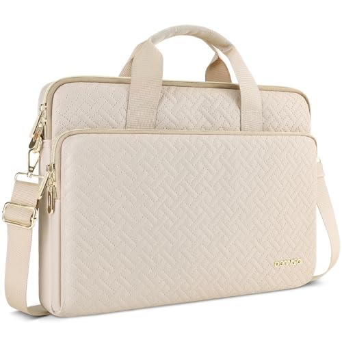 DOMISO sacoche 17,3 pouces ordinateur portable beige zip doré