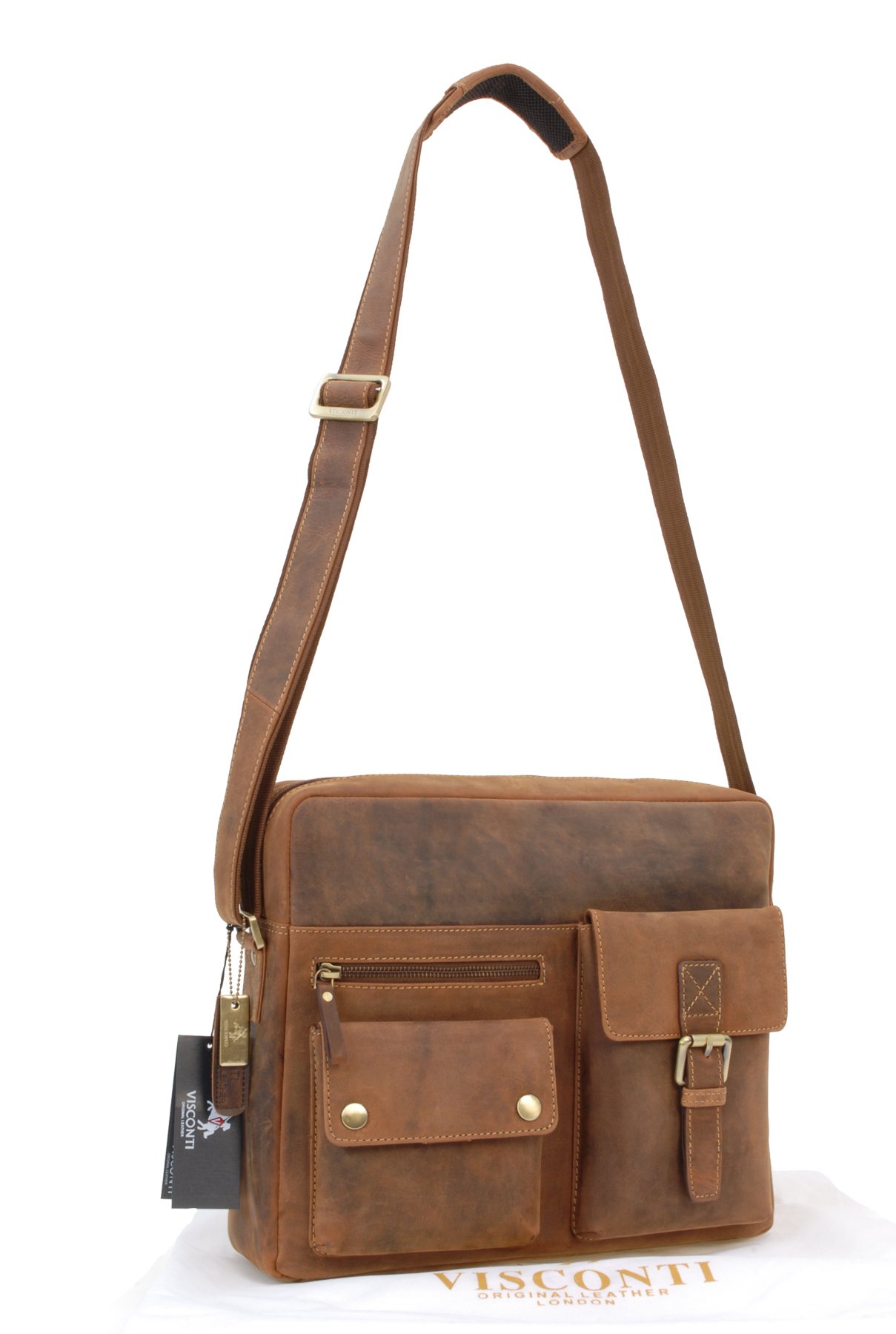 Visconti Scott 16077 sac besace homme cuir tanné A4