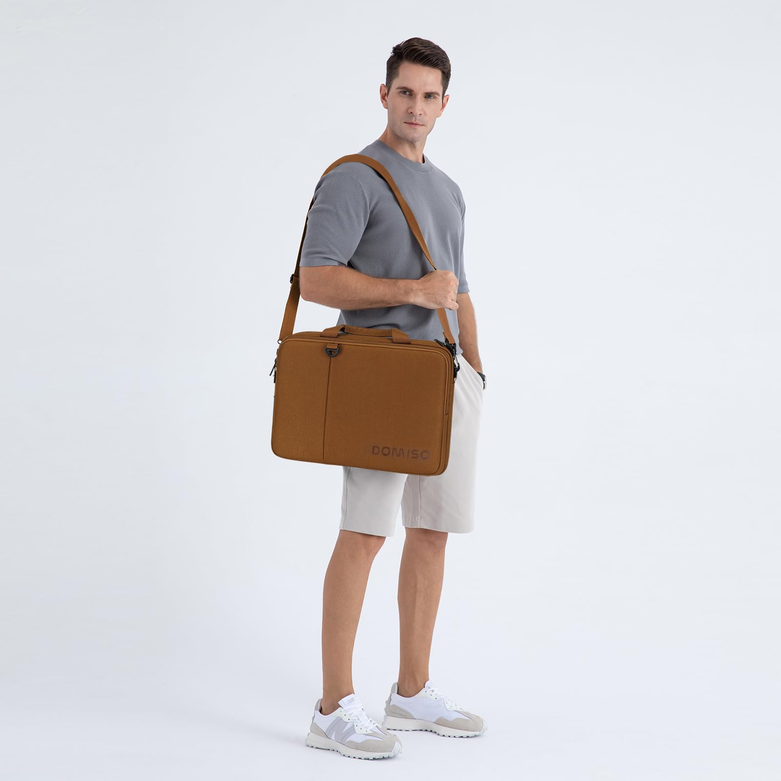 DOMISO 14" sacoche ordinateur portable brun bandoulière