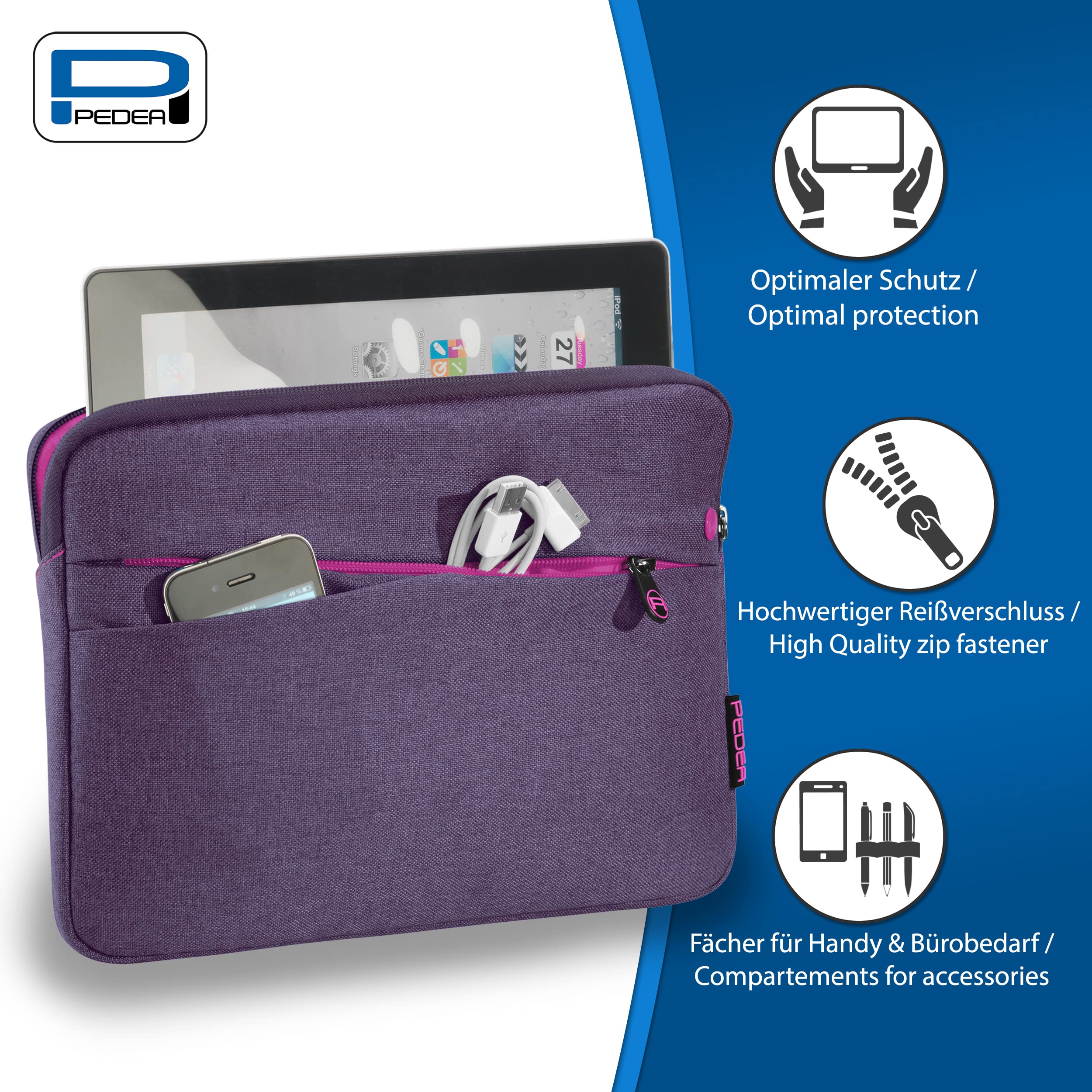 Pedea Fashion housse tablette 11" violette rembourrée