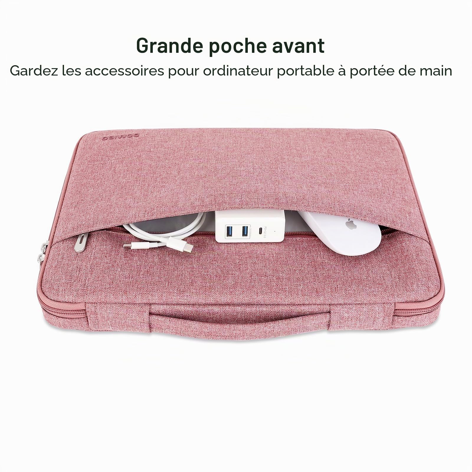 DOMISO 15,6 Pouces Housse Ordinateur Portable Rose Imperméable
