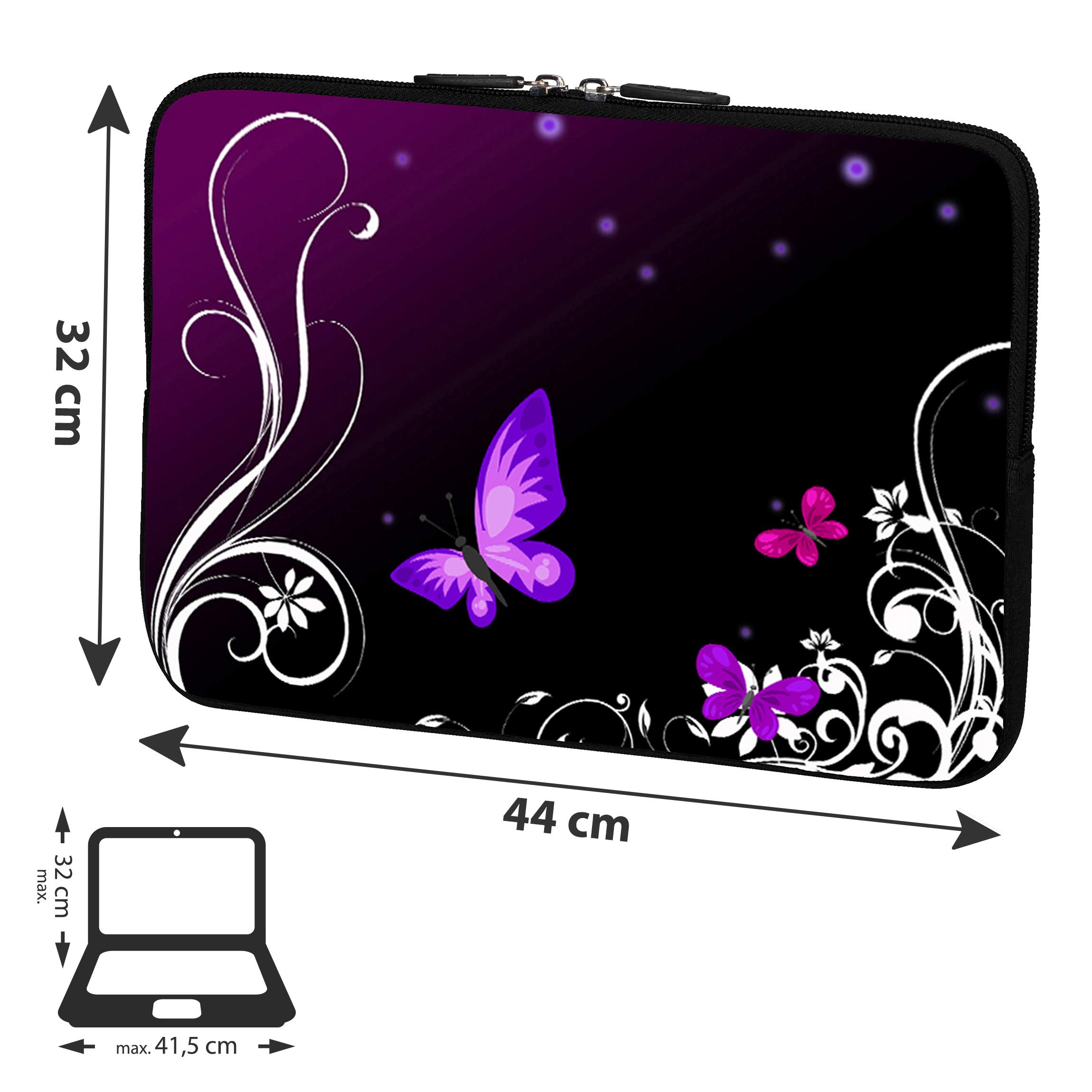 Pedea housse 17,3" Purple Butterfly néoprène