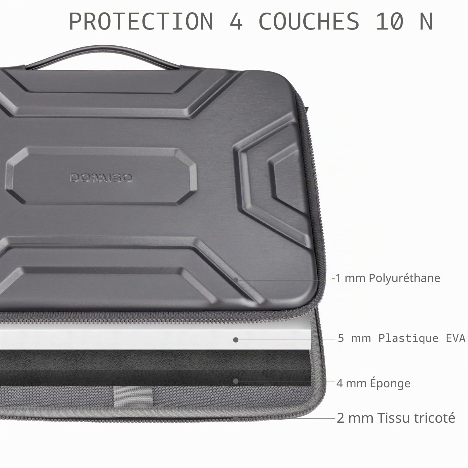 DOMISO EVA 15,6 pouces housse PC portable gris foncé rigide