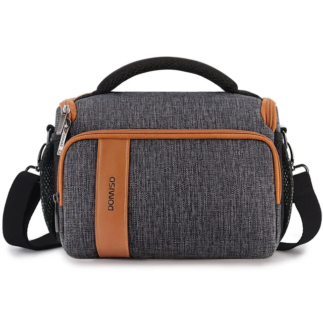 DOMISO Sac appareil photo reflex bandoulière gris foncé rembourré