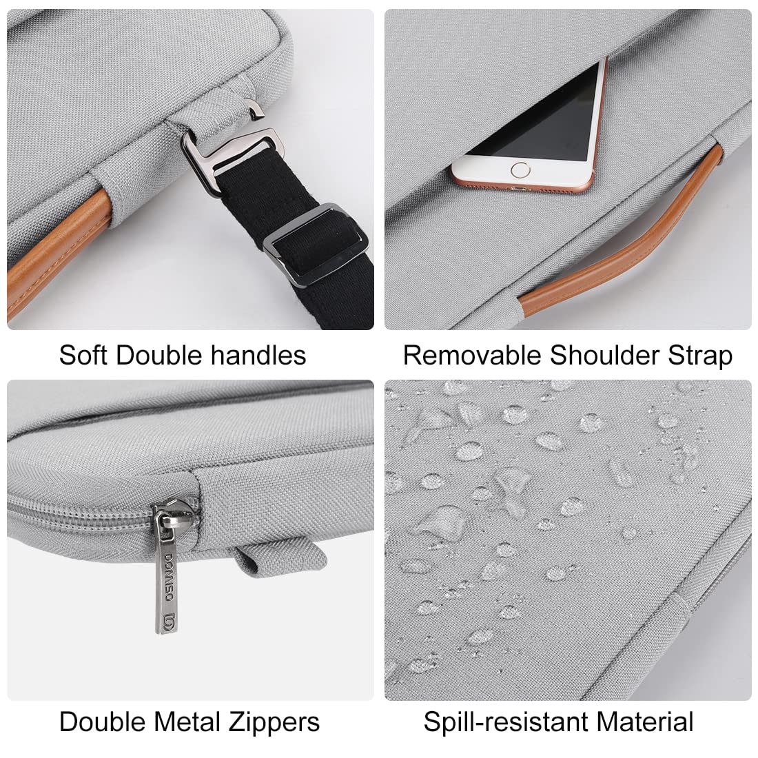 DOMISO 17,3 Pouces Housse Ordinateur Portable Gris Imperméable