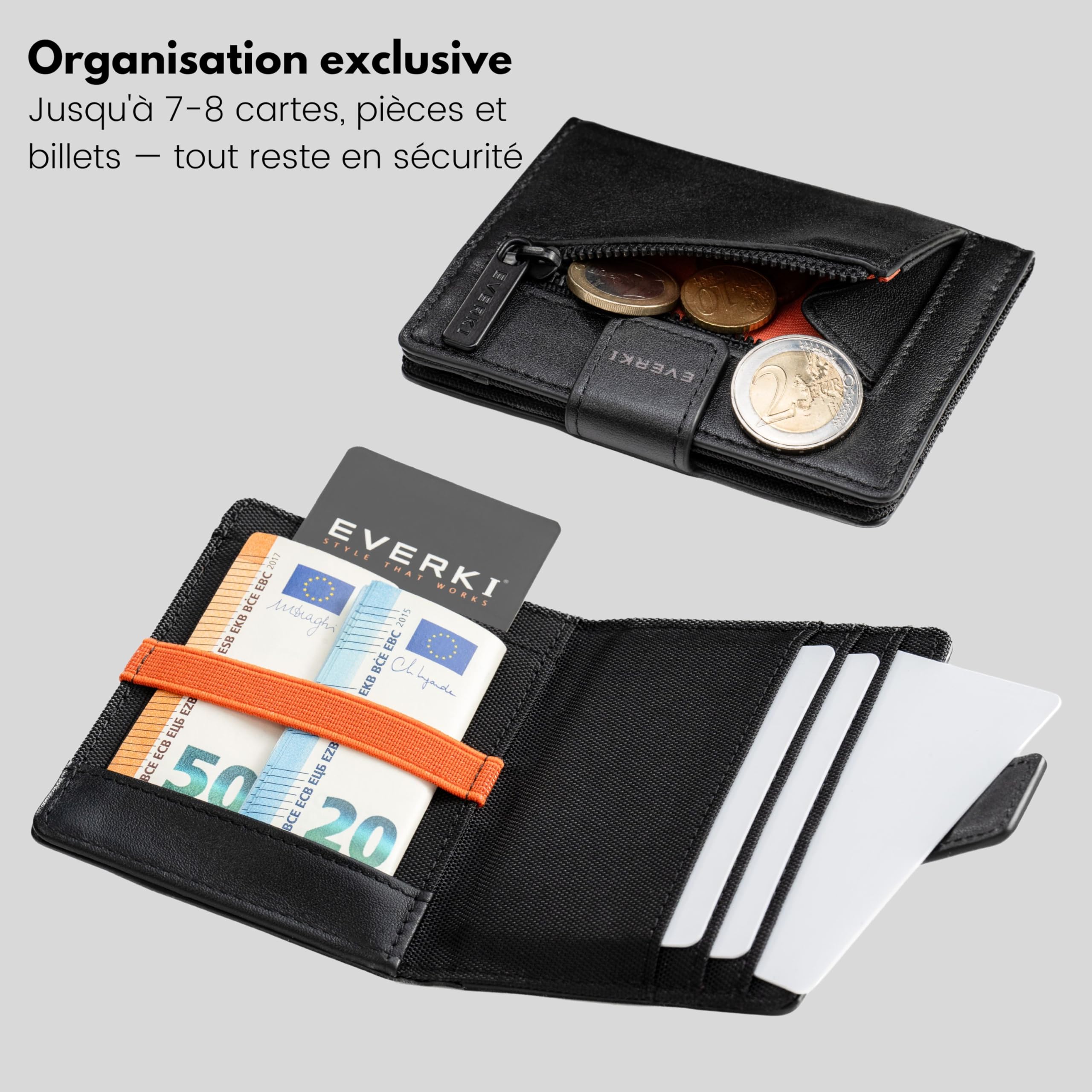 Everki portefeuille homme bifold noir anti-RFID mince