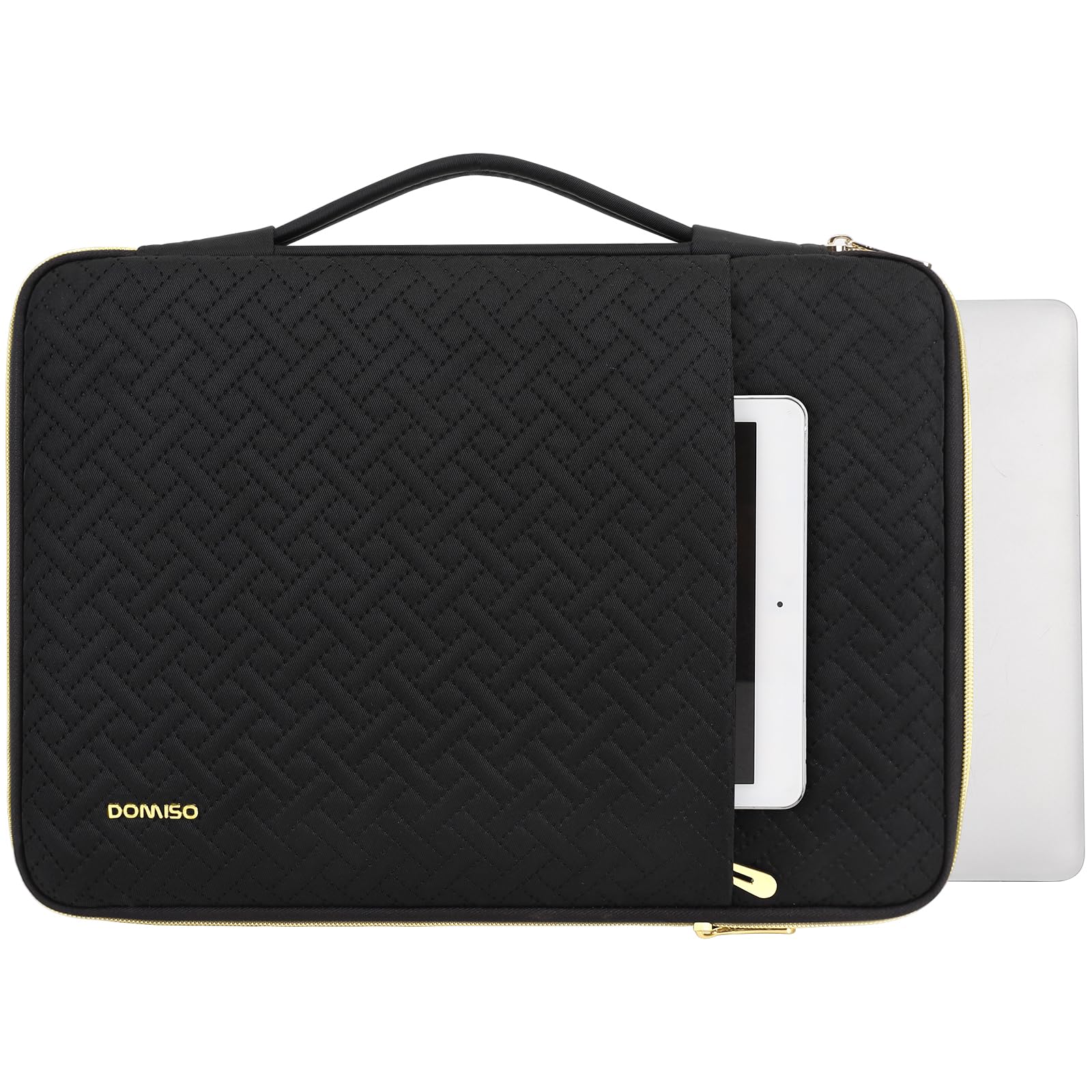 Domiso 15,6 pouces housse ordinateur noir zip doré fine