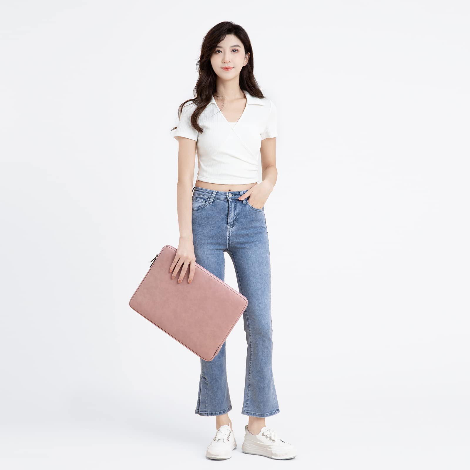 Domiso Housse PC 14 Pouces Rose Imperméable Légère