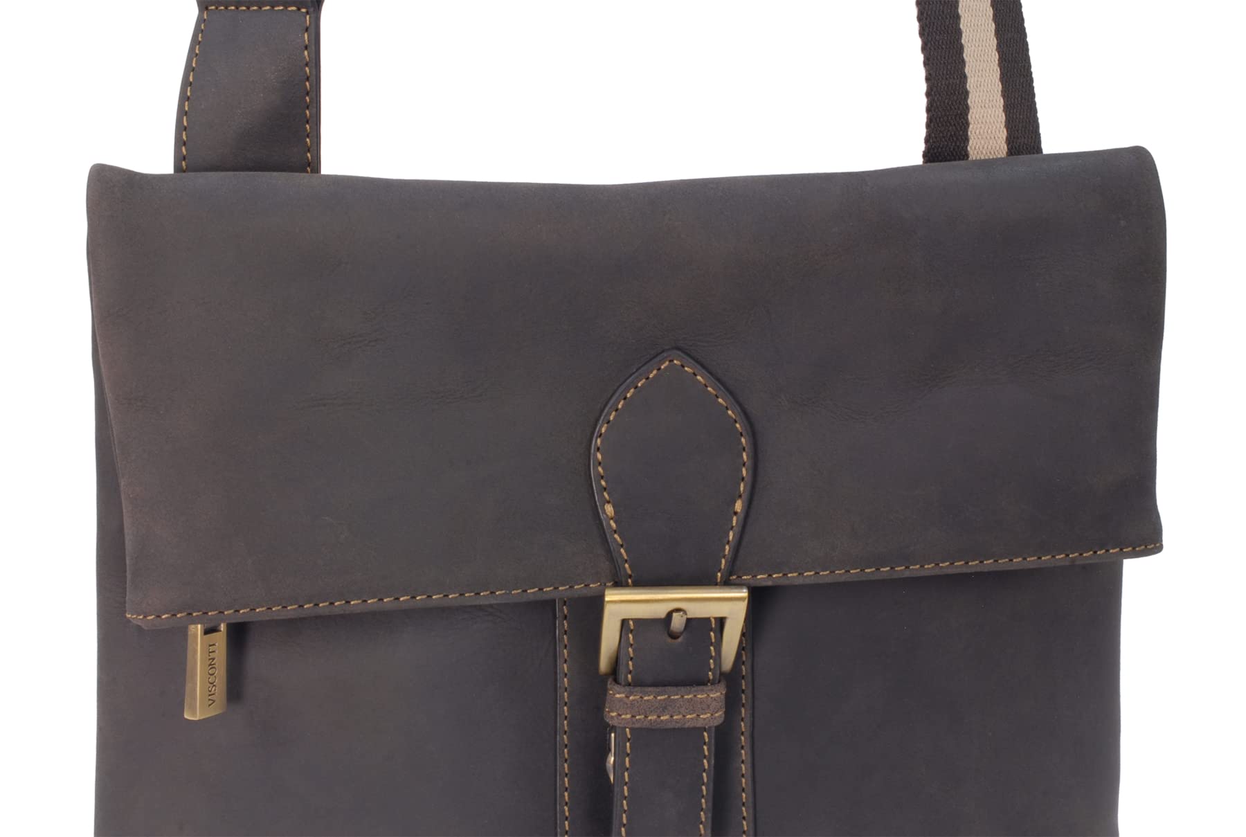 Visconti 16058 George Sacoche Cuir Foncé Mince Bandoulière