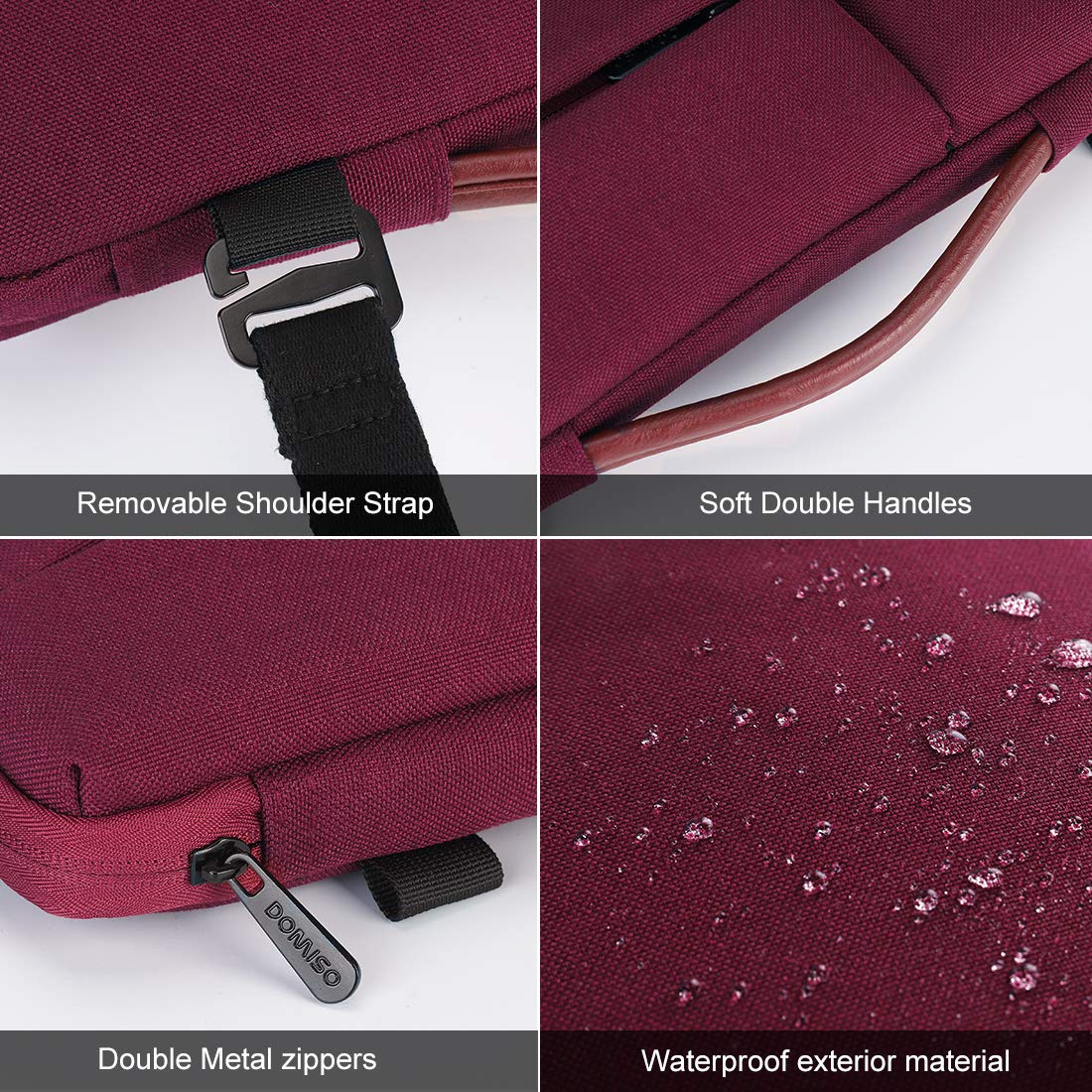 DOMISO Housse Ordinateur 14 Pouces Fuchsia Poignée + Bandoulière
