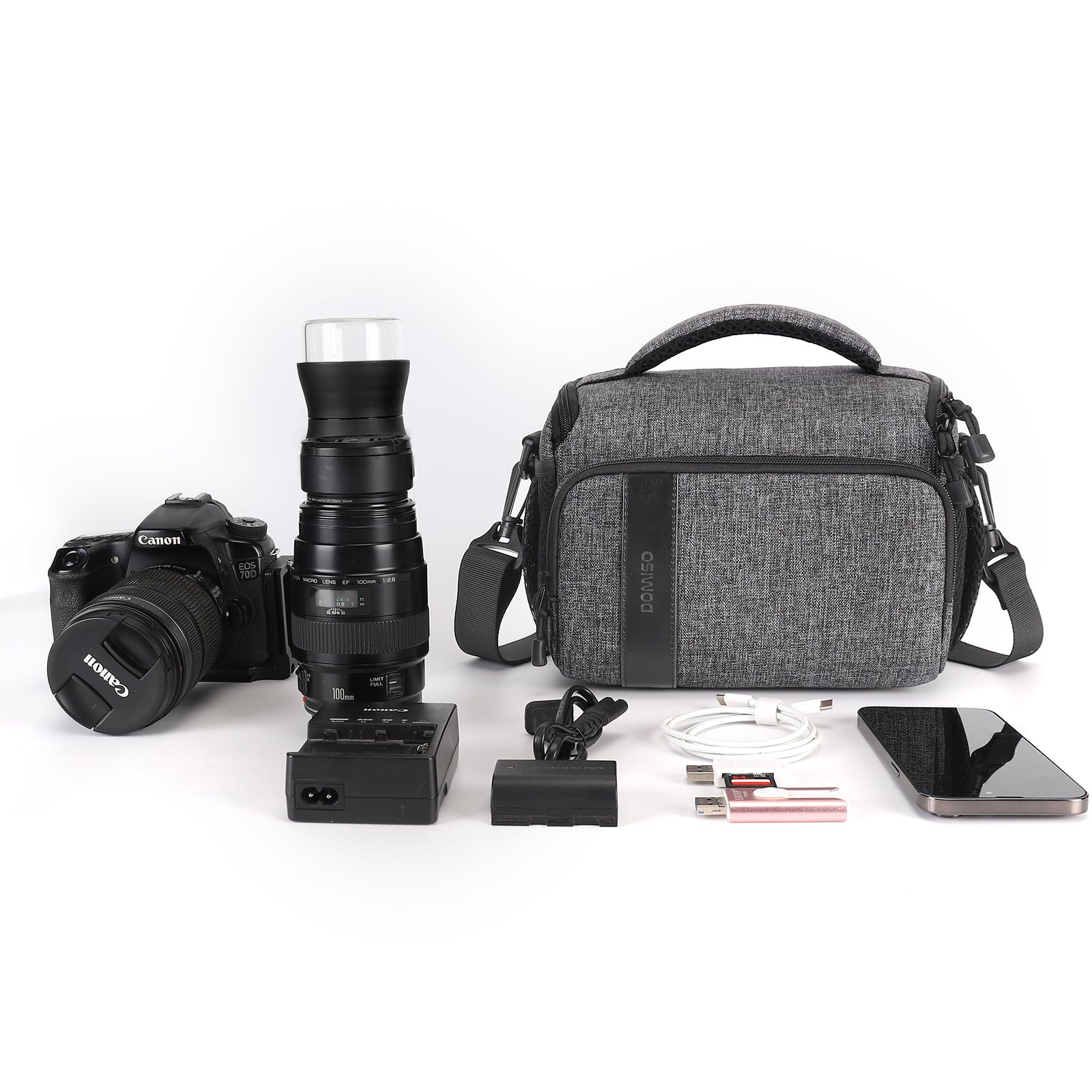 Domiso sac bandoulière appareil photo gris imperméable
