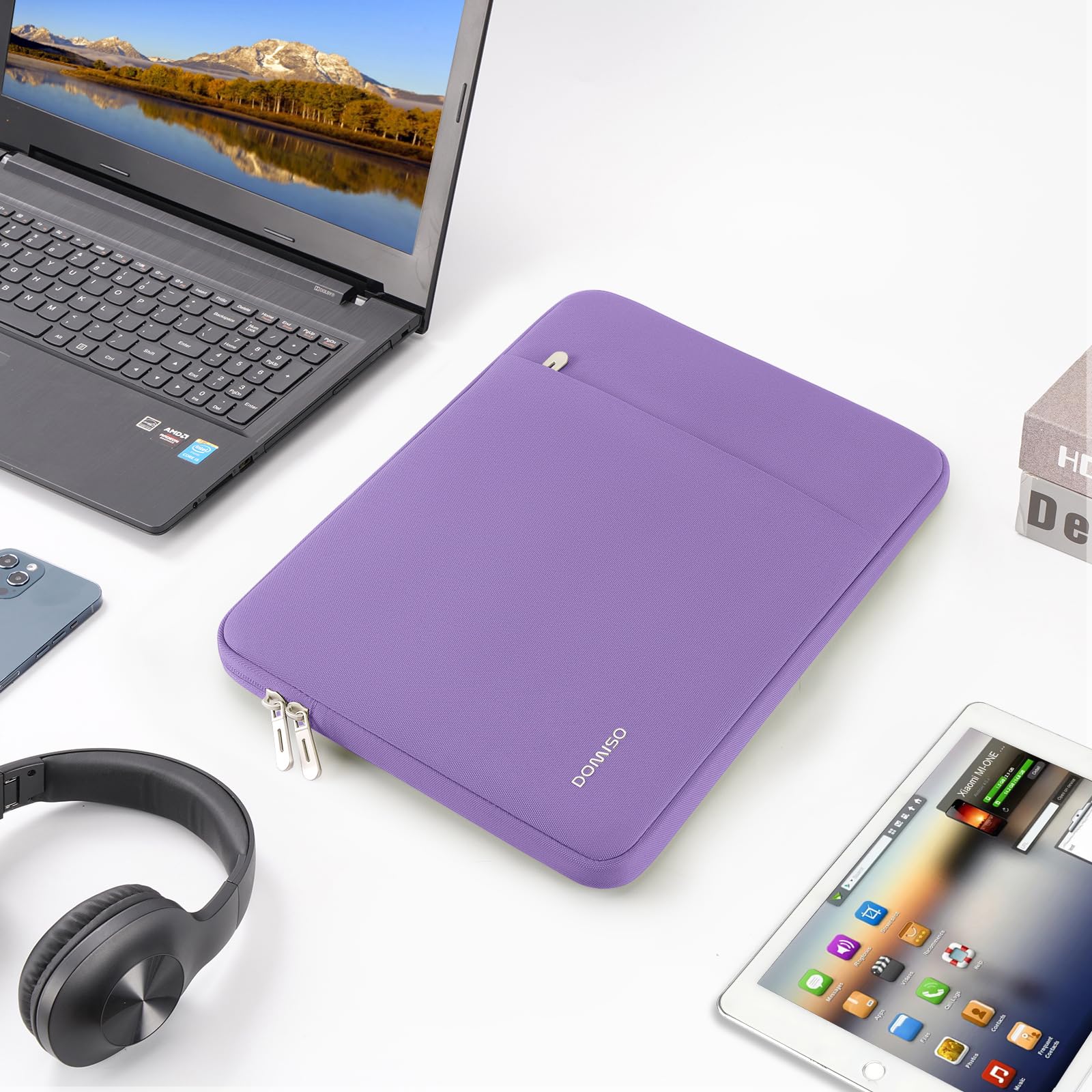DOMISO 17,3 Pouces Sacoche PC Portable Pourpre Antichoc
