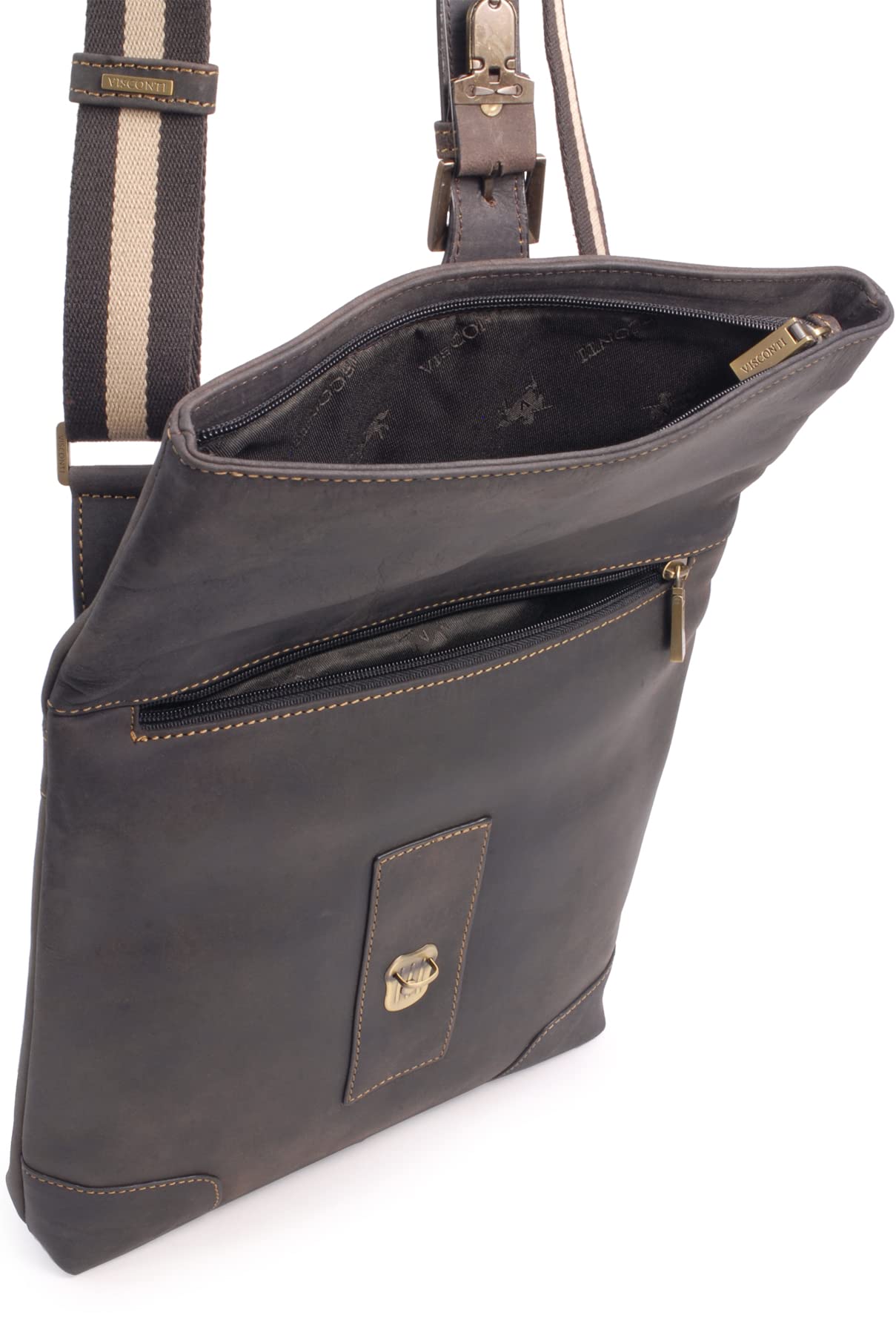 Visconti 16058 George Sacoche Cuir Foncé Mince Bandoulière