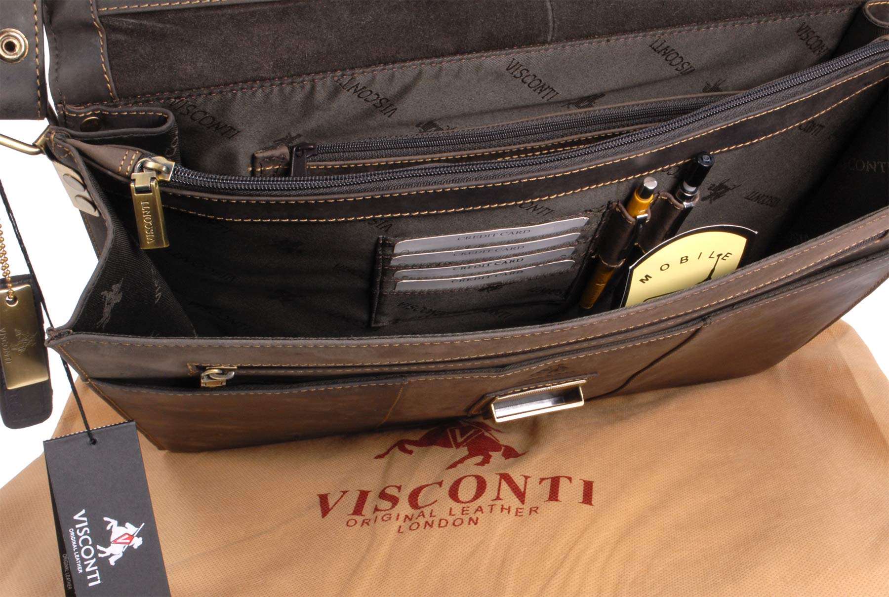 Visconti Apollo 16038 sacoche ordinateur 15" marron cuir