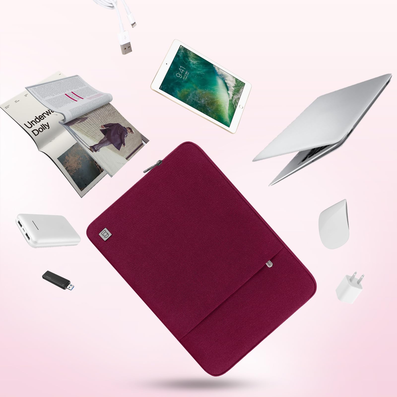 Domiso housse PC 17,3 pouces fuchsia imperméable