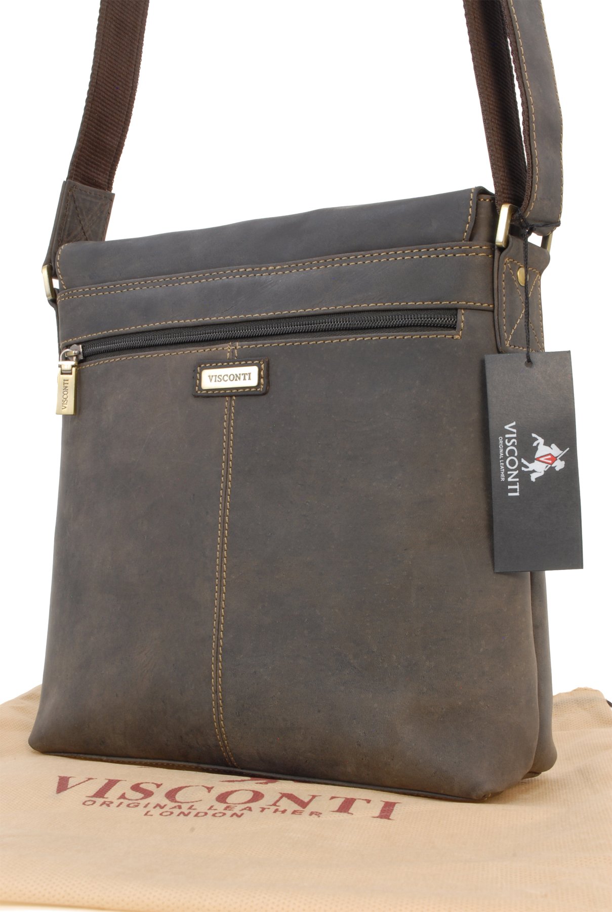 Visconti 16071 Aspin sac bandoulière cuir marron foncé