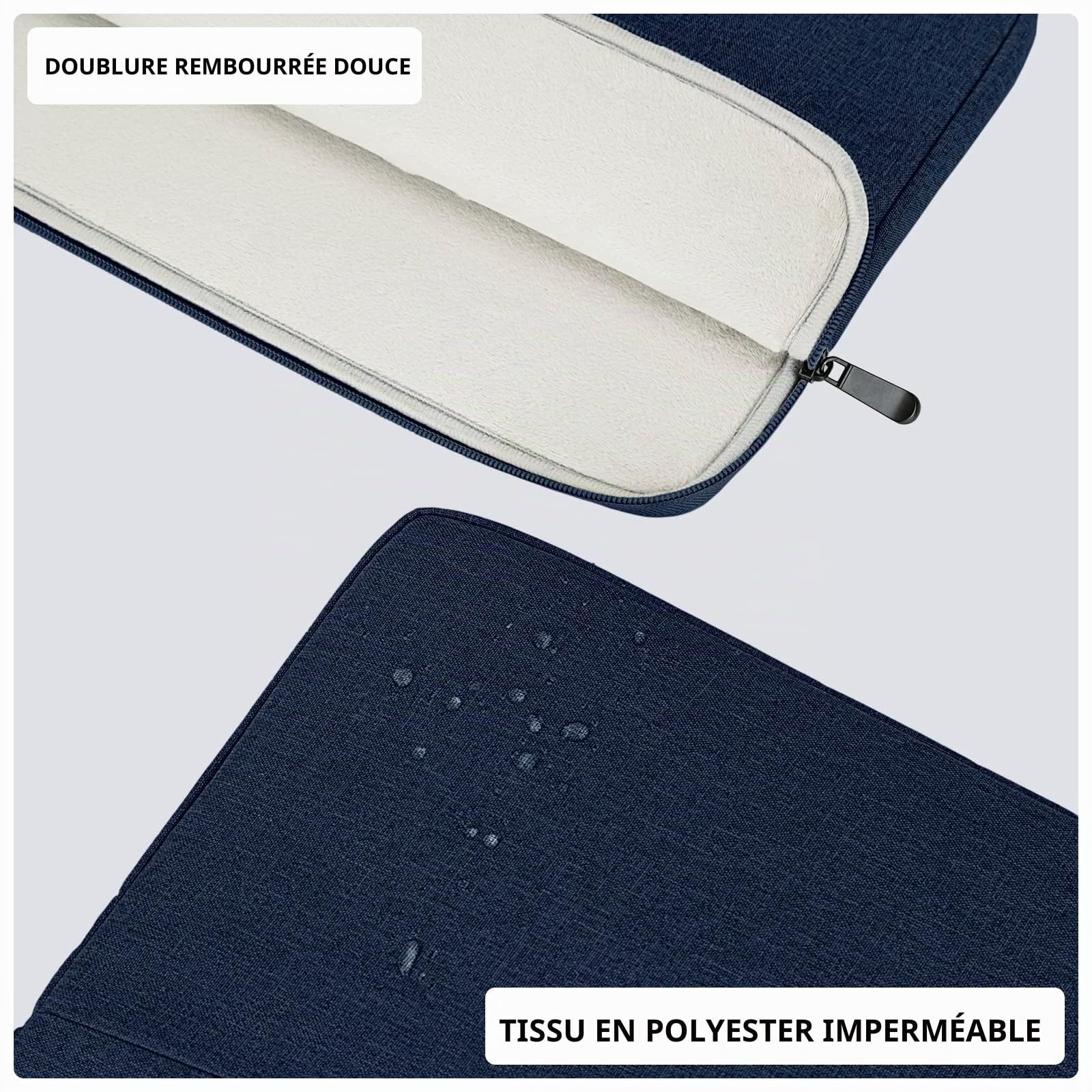 jooeer Housse ordinateur 13 pouces bleu marine imperméable