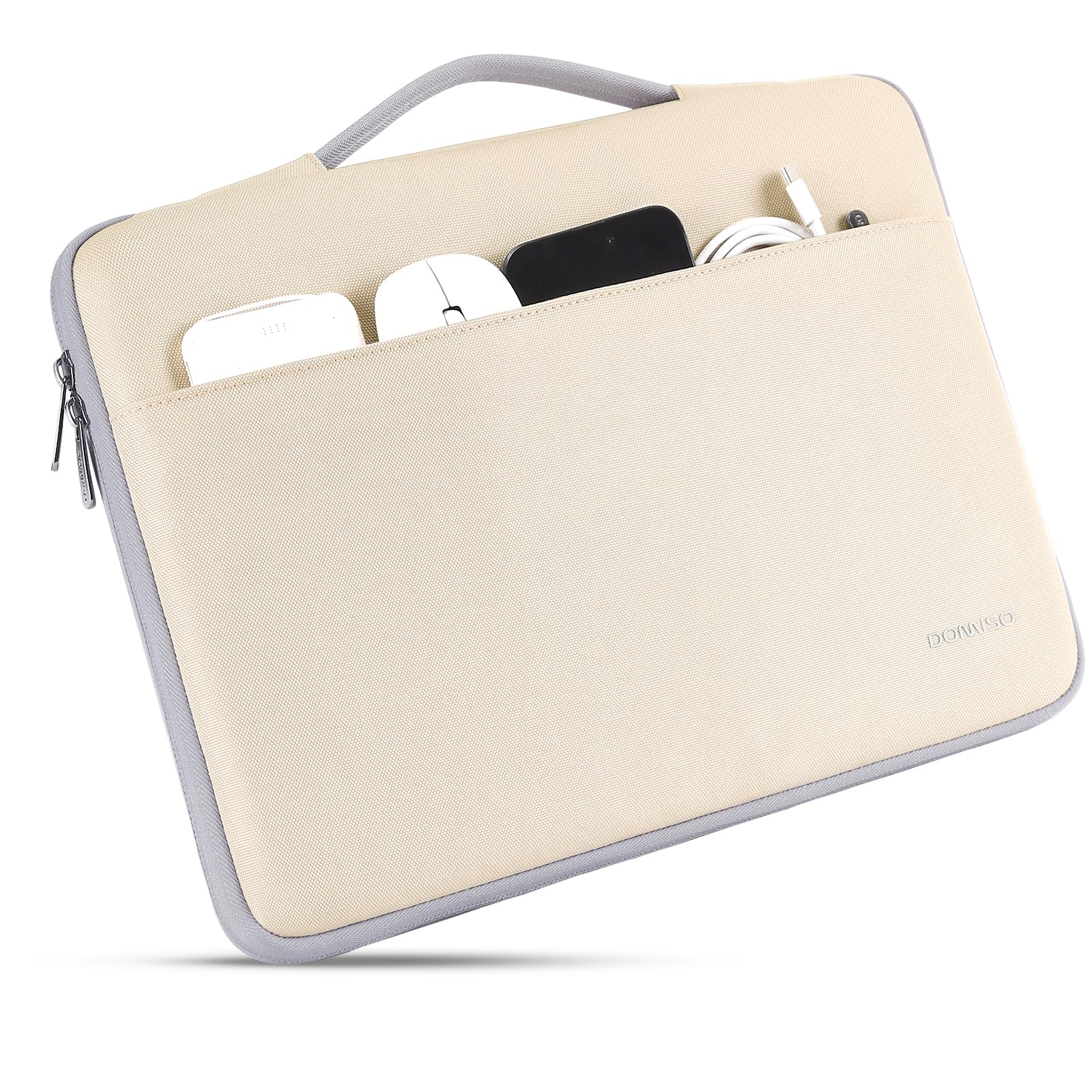 DOMISO 15,6 Pouces Housse Ordinateur Portable Beige Imperméable