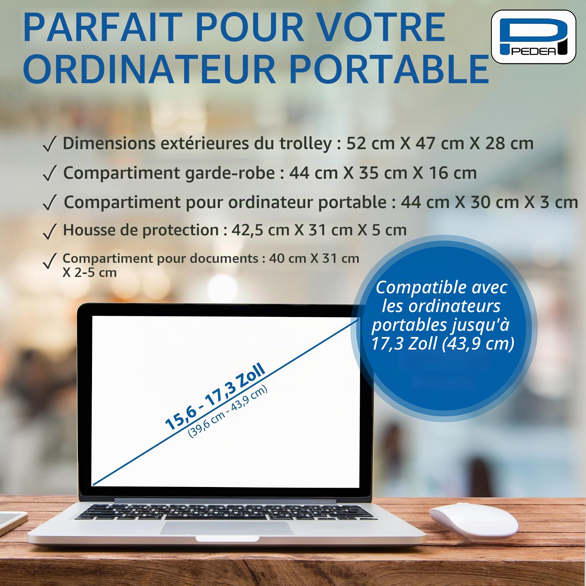 Pedea Premium Plus trolley ordinateur 17,3 pouces noir