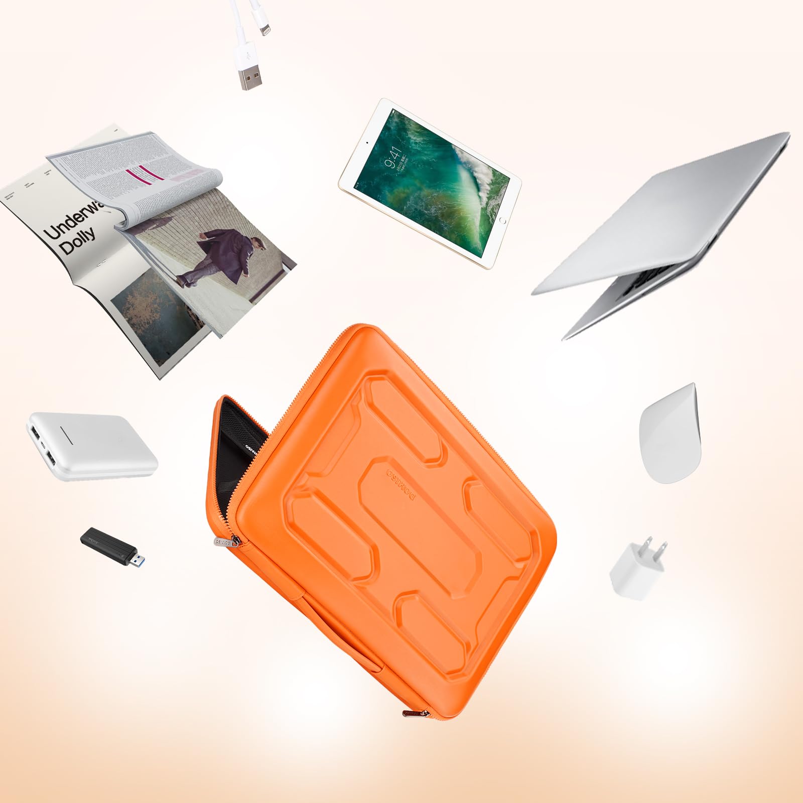DOMISO Housse ordinateur portable 14 pouces orange antichoc