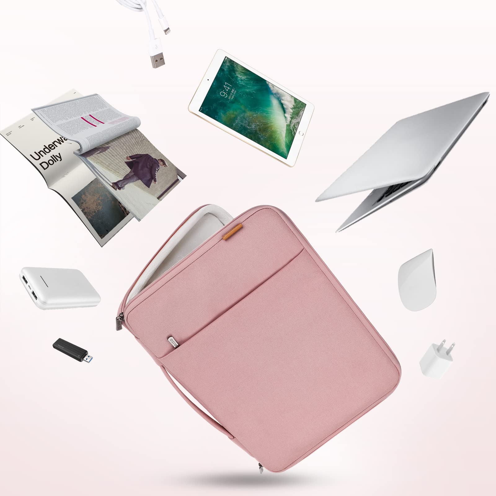 Domiso housse ordinateur portable 17,3 pouces rose antichoc