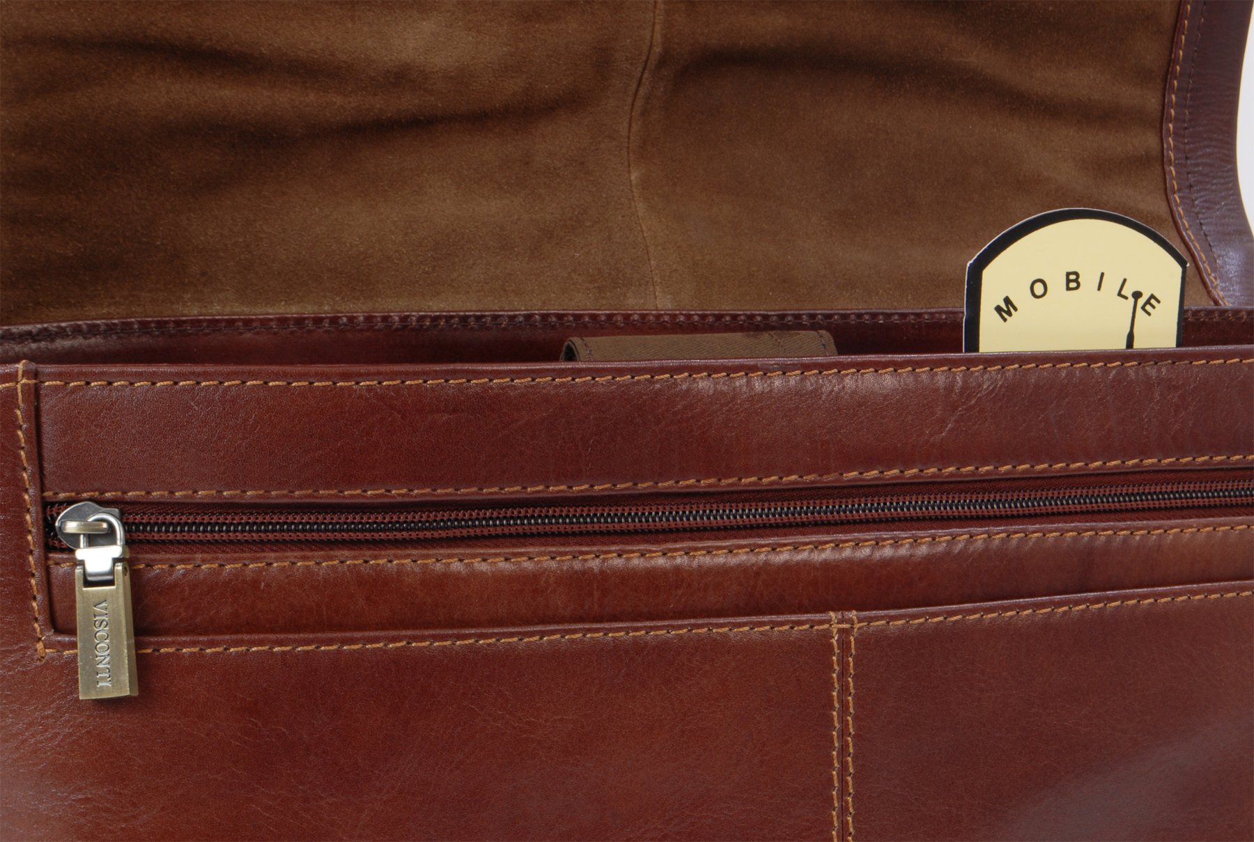 Visconti VT5 Enzo besace cuir marron tannage végétal portable