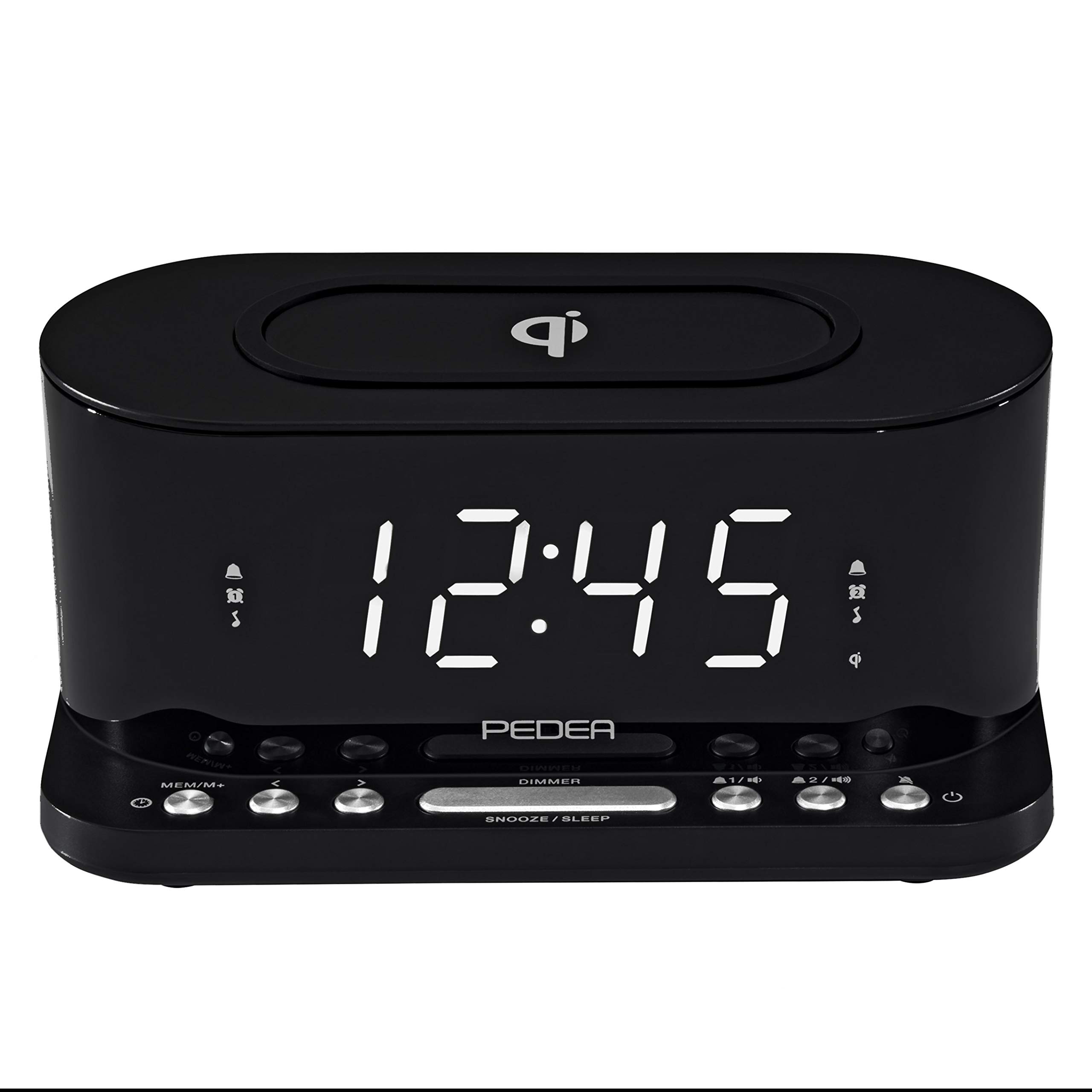 Pedea radio-réveil FM charge Qi noir double alarme