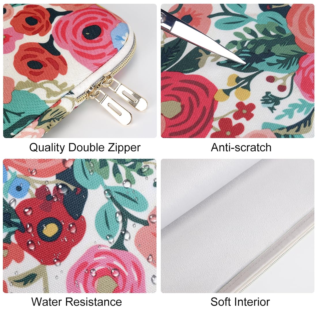 Domiso housse PC 15-15,6" fleurs imperméable