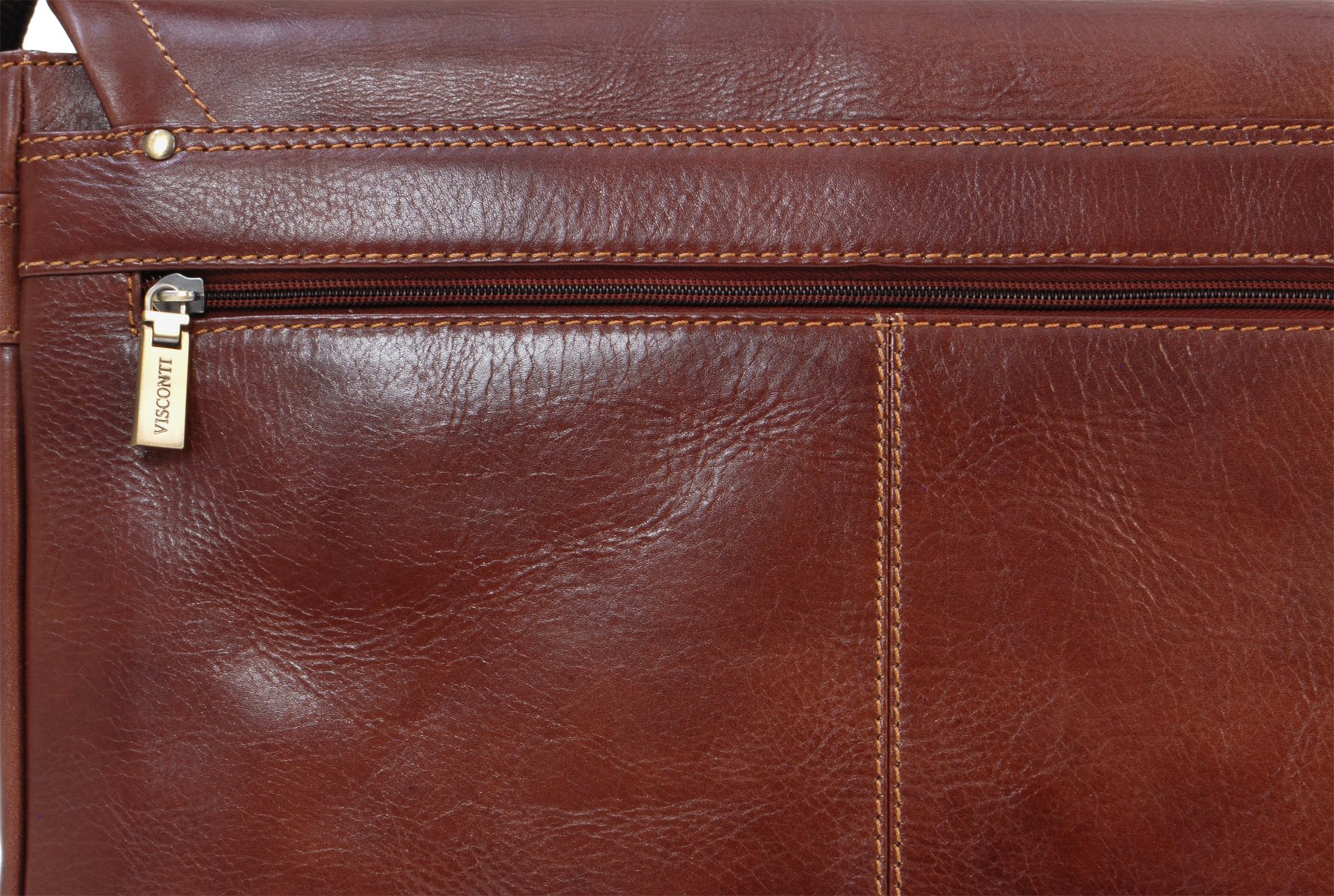 Visconti VT5 Enzo besace cuir marron tannage végétal portable
