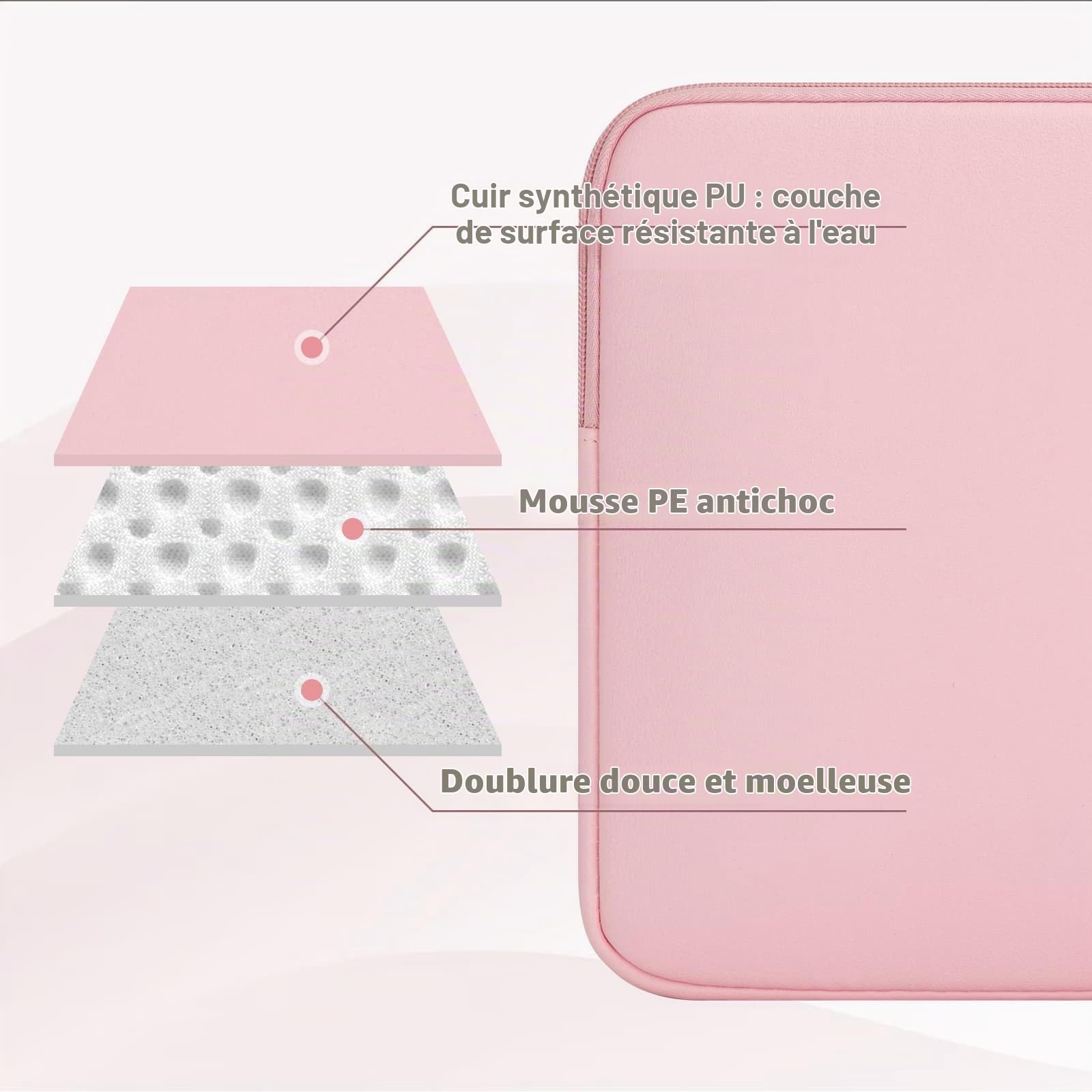 jooeer 13-13,3 pouces housse ordinateur portable rose cuir