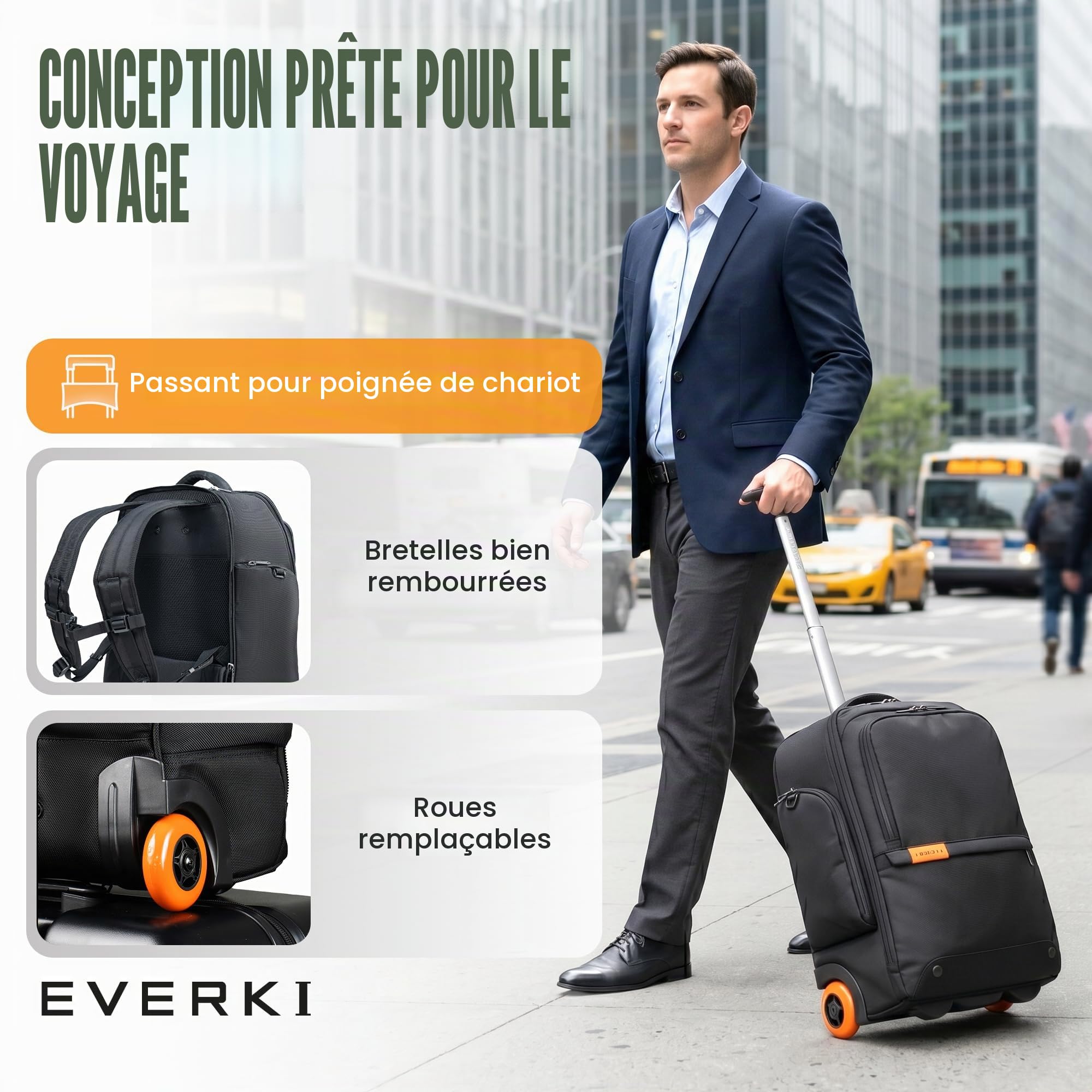 Everki Atlas Wheeled 123 sac à dos trolley 32L noir roulettes