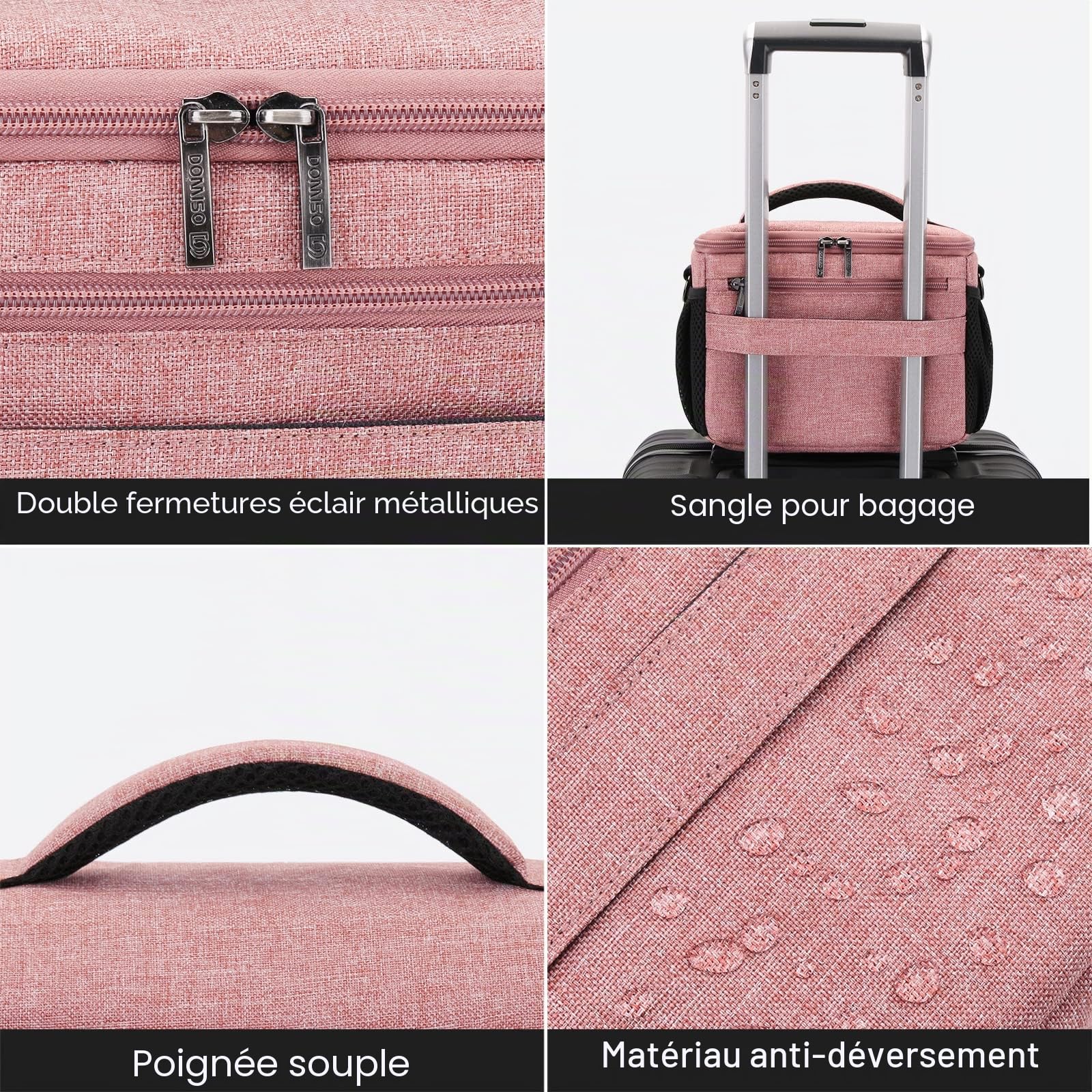 Domiso sac photo bandoulière rose imperméable