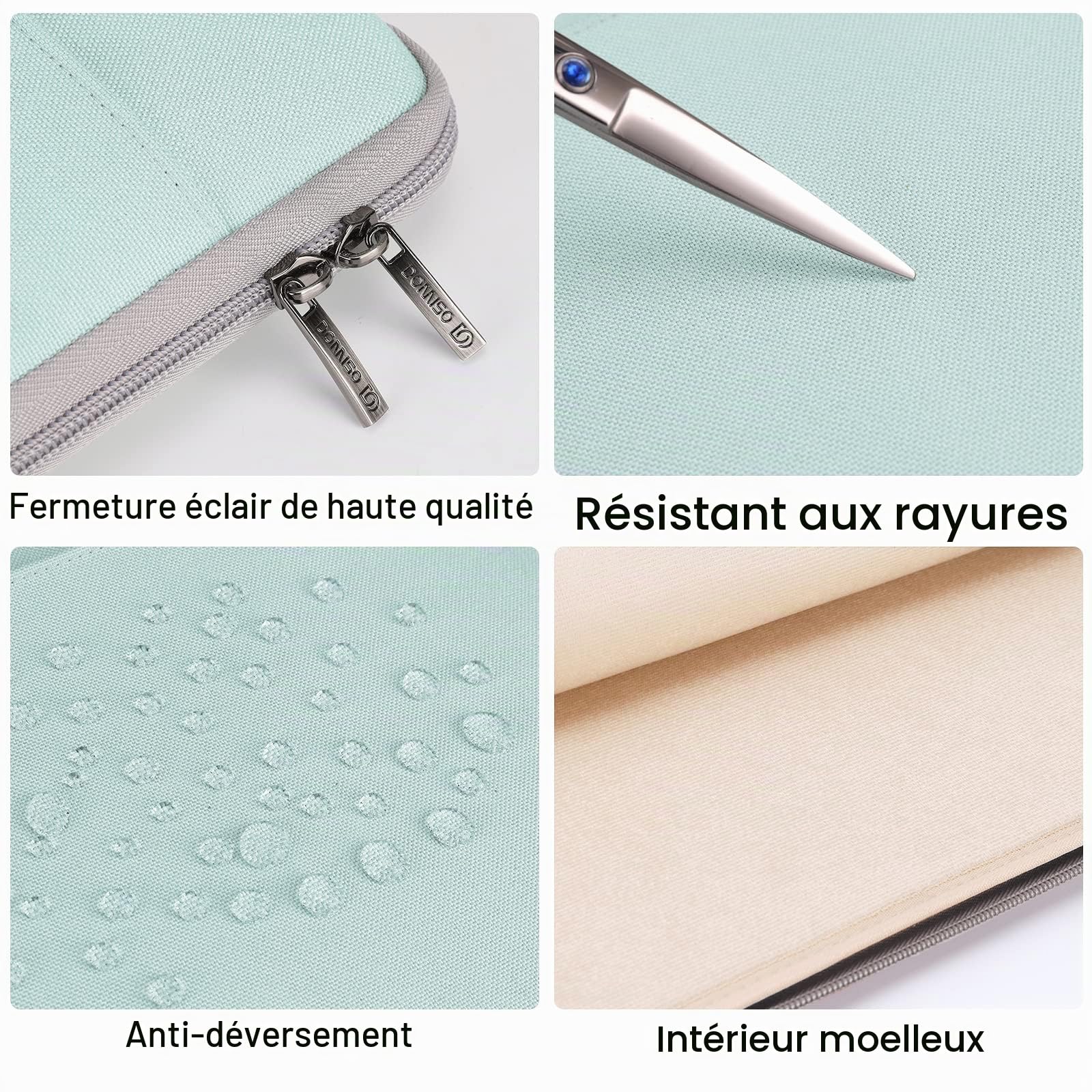 DOMISO housse 11 pouces toile menthe antichoc