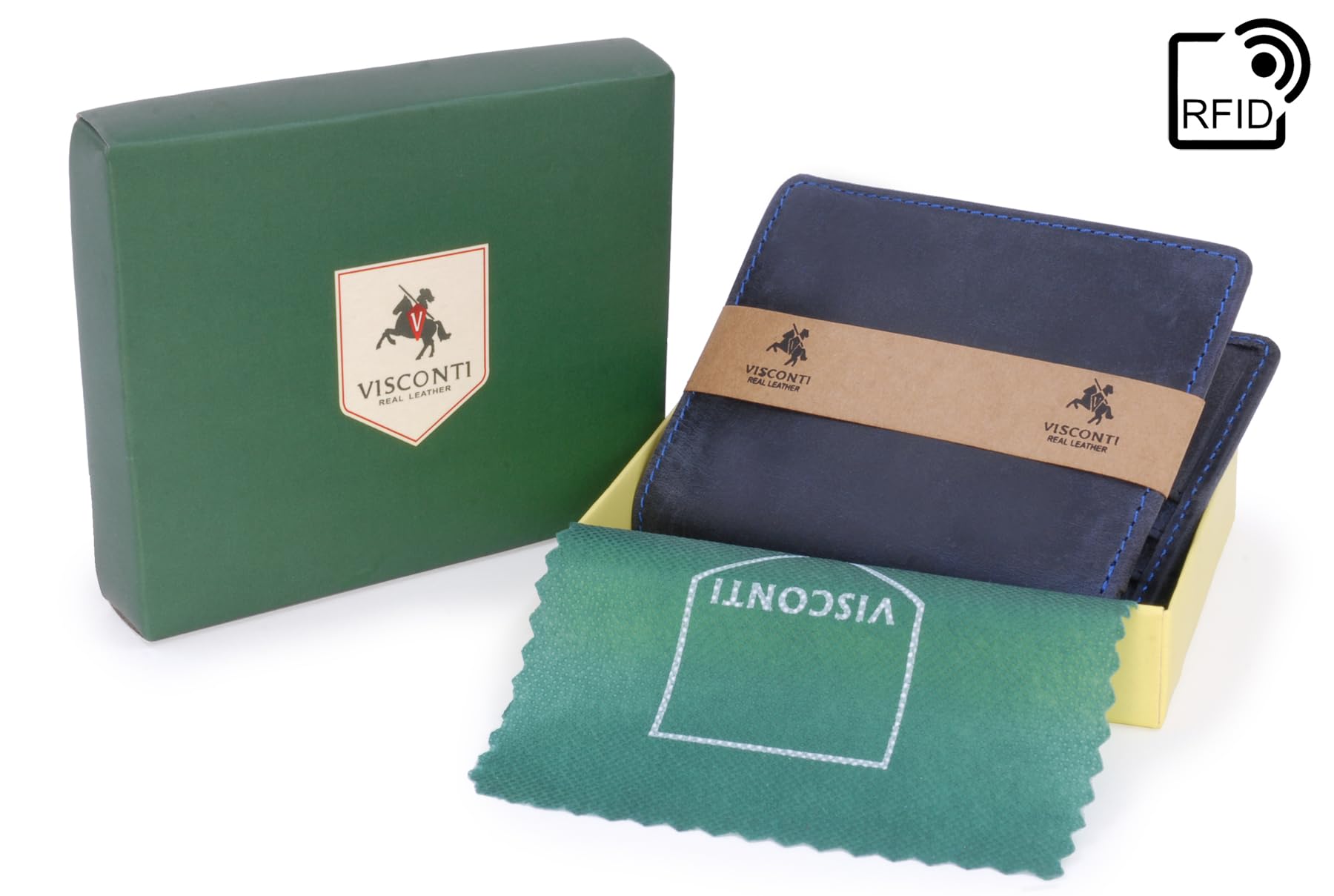Visconti 705 Arrow portefeuille homme cuir Bleu RFID 6 cartes