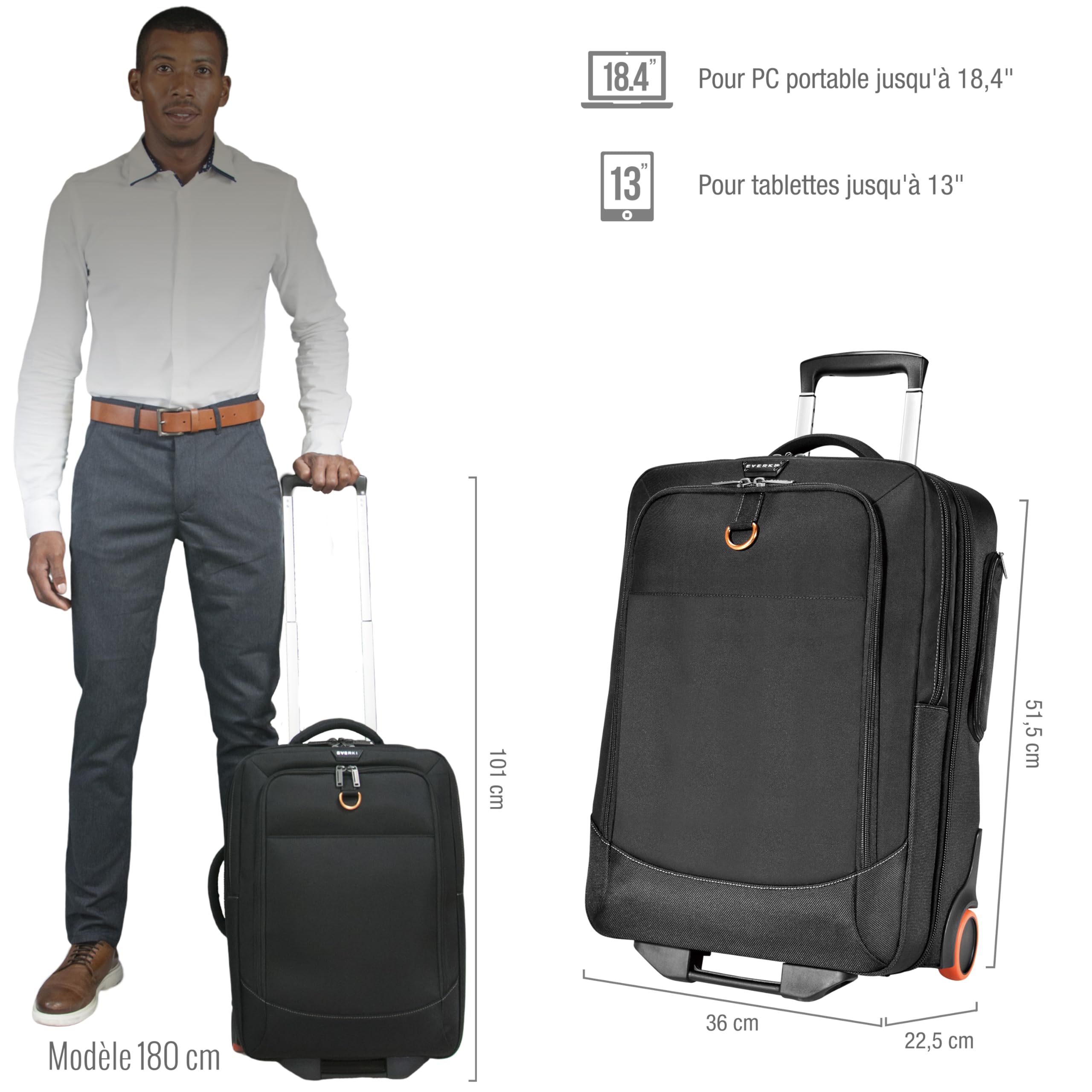 Everki 420 EKB420 trolley 18,4" noir cabine