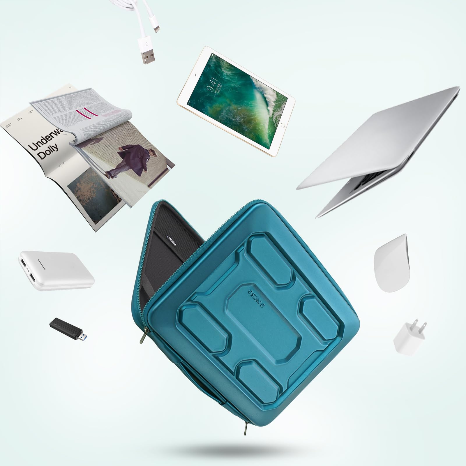 DOMISO Housse ordinateur portable 14 pouces turquoise antichoc